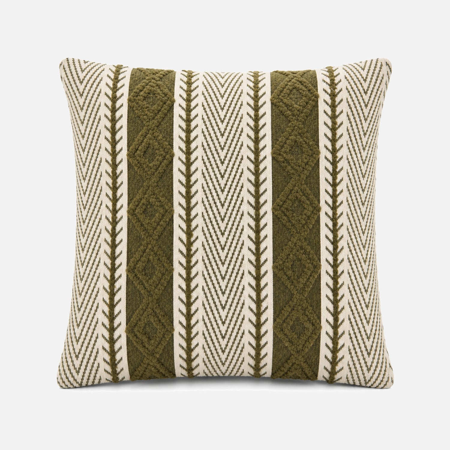 Cojín Decorativo Tribal Verde Musgo 50x50cm | mueblesamerica.cl