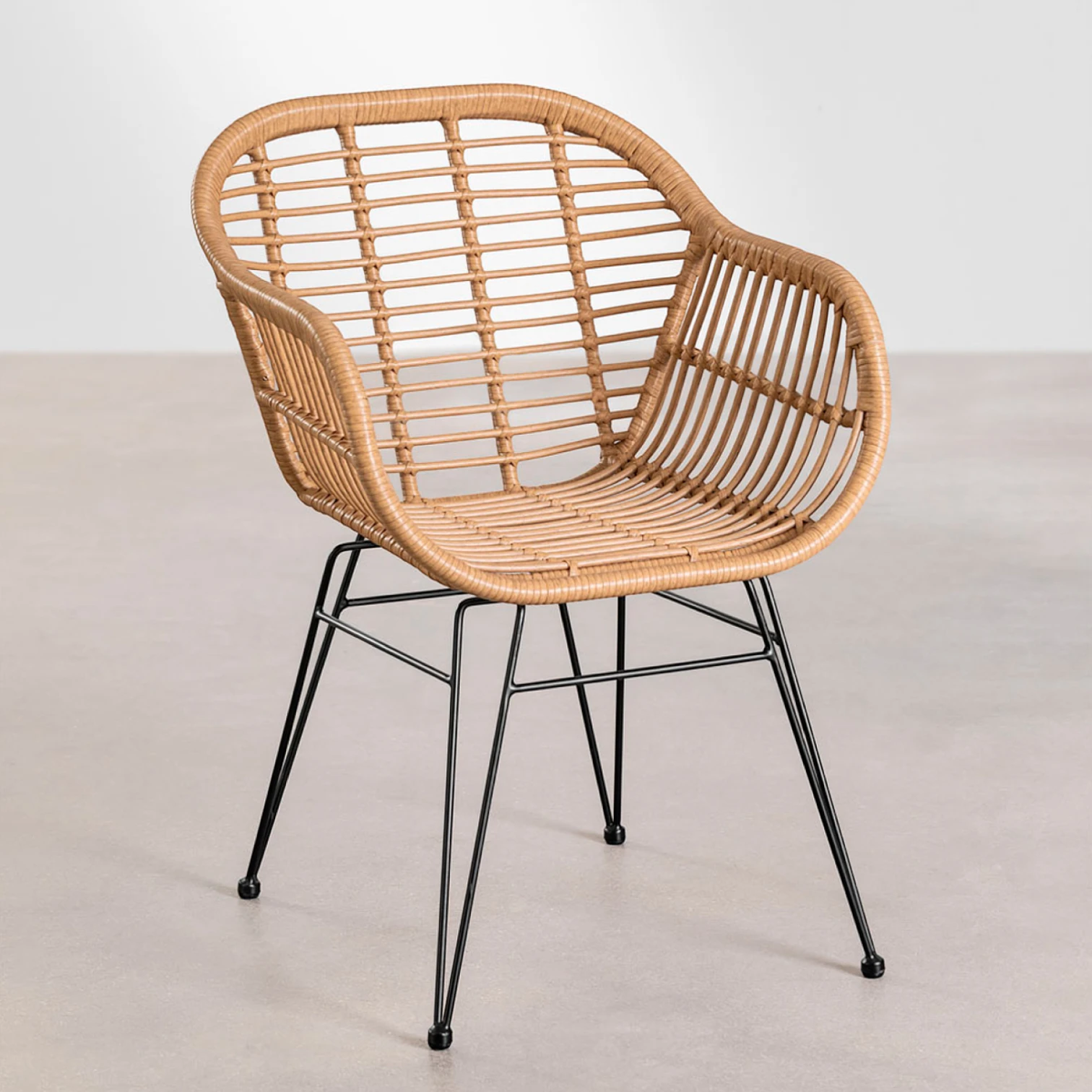 Butaca con Apoyabrazos de Terraza Rattan Grecia Color Madera