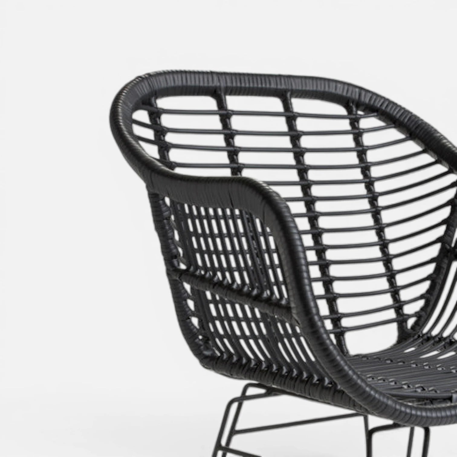 Butaca con Apoyabrazos de Terraza Rattan Grecia Color Negro