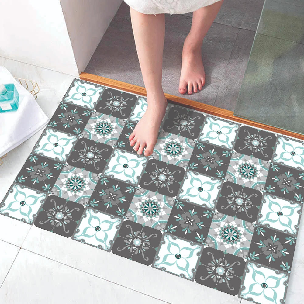 Alfombra Baldosa Clásica Azul