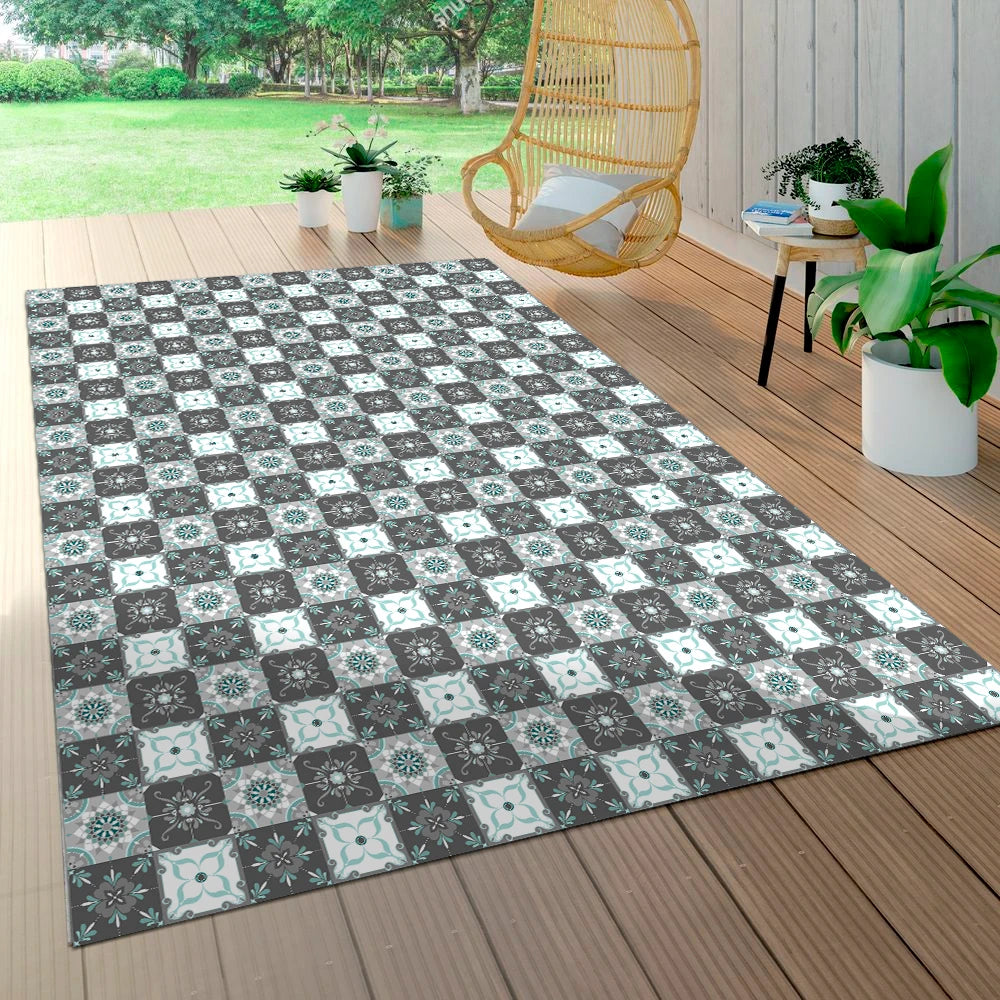 Alfombra Baldosa Clásica Azul