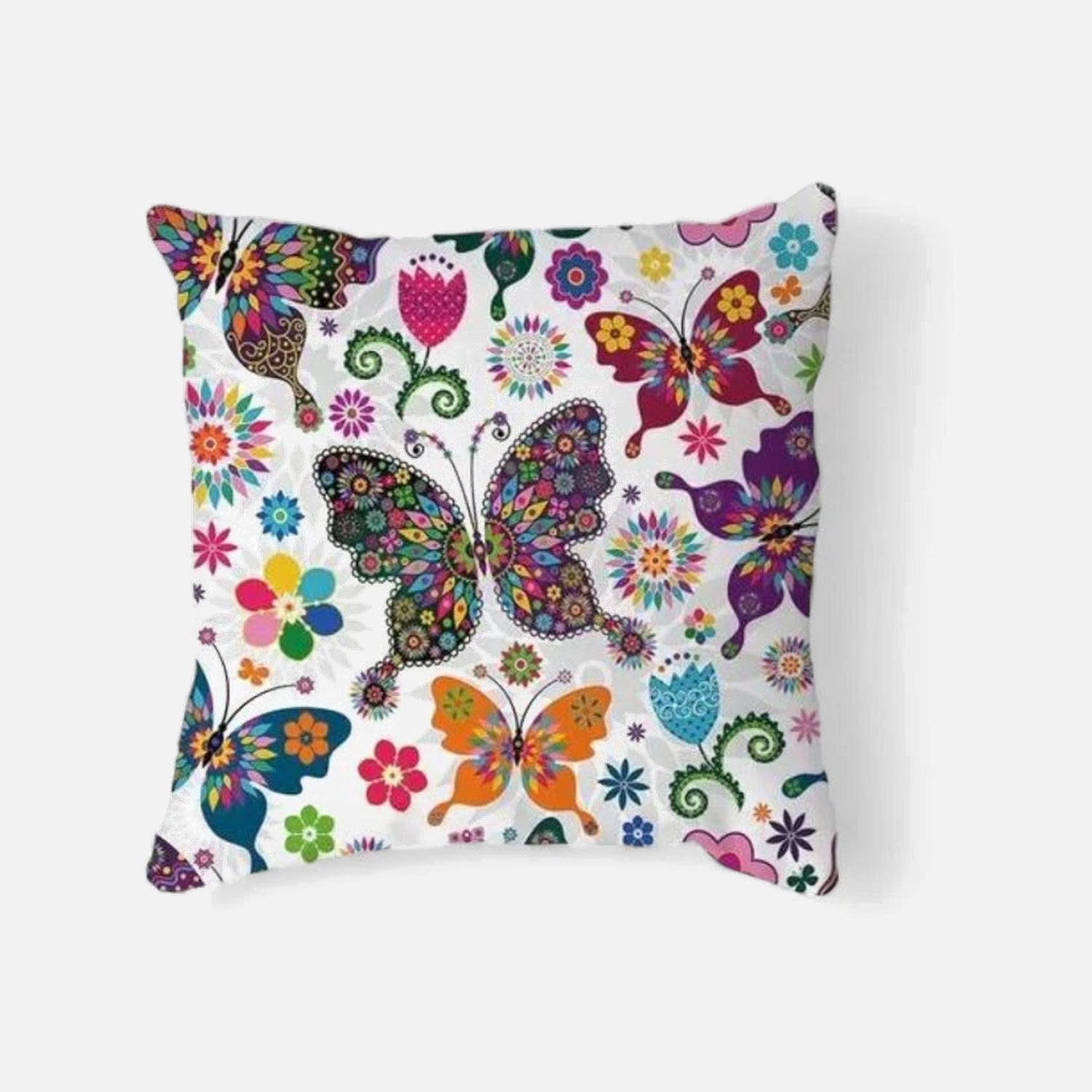 Cojín decorativo con mariposas coloridas | mueblesamerica.cl