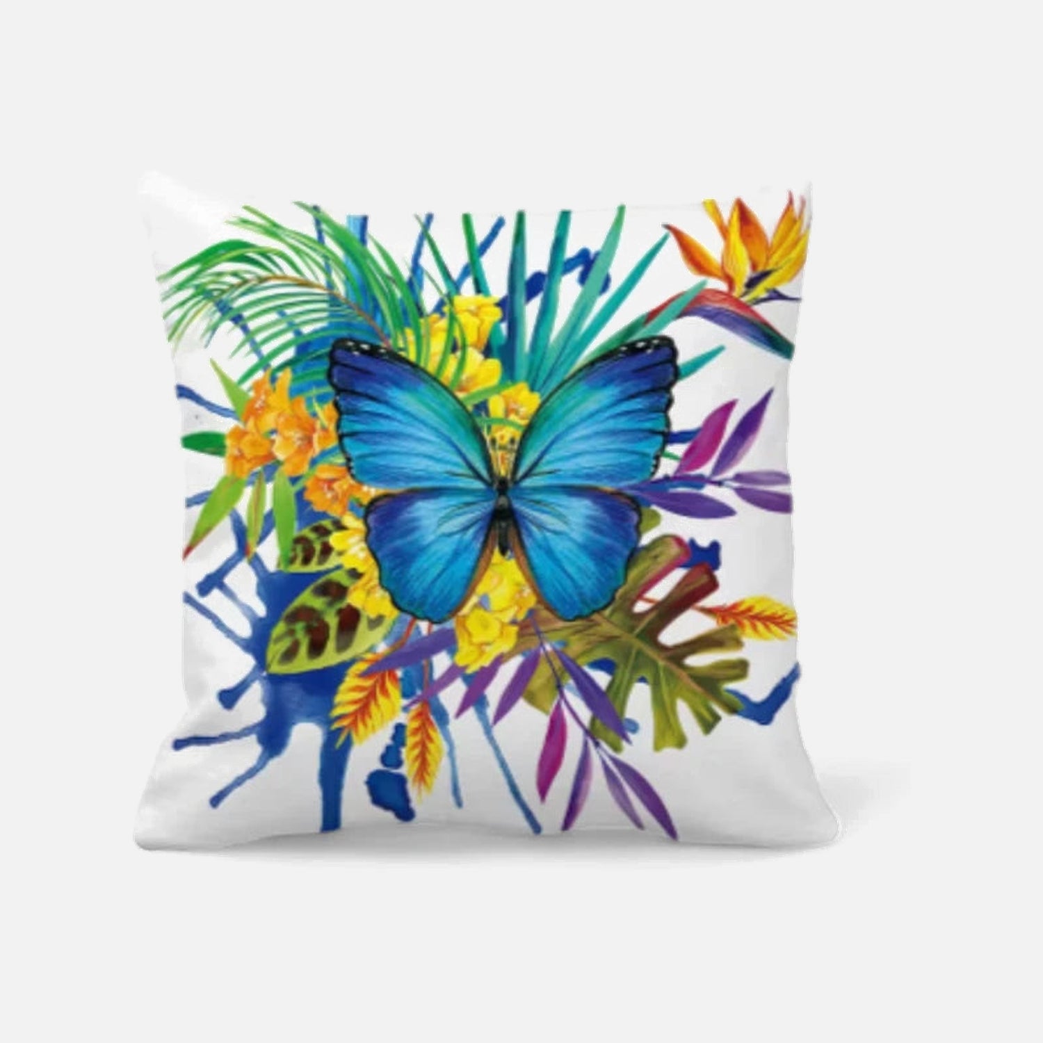Cojín decorativo con mariposas azules | mueblesamerica.cl