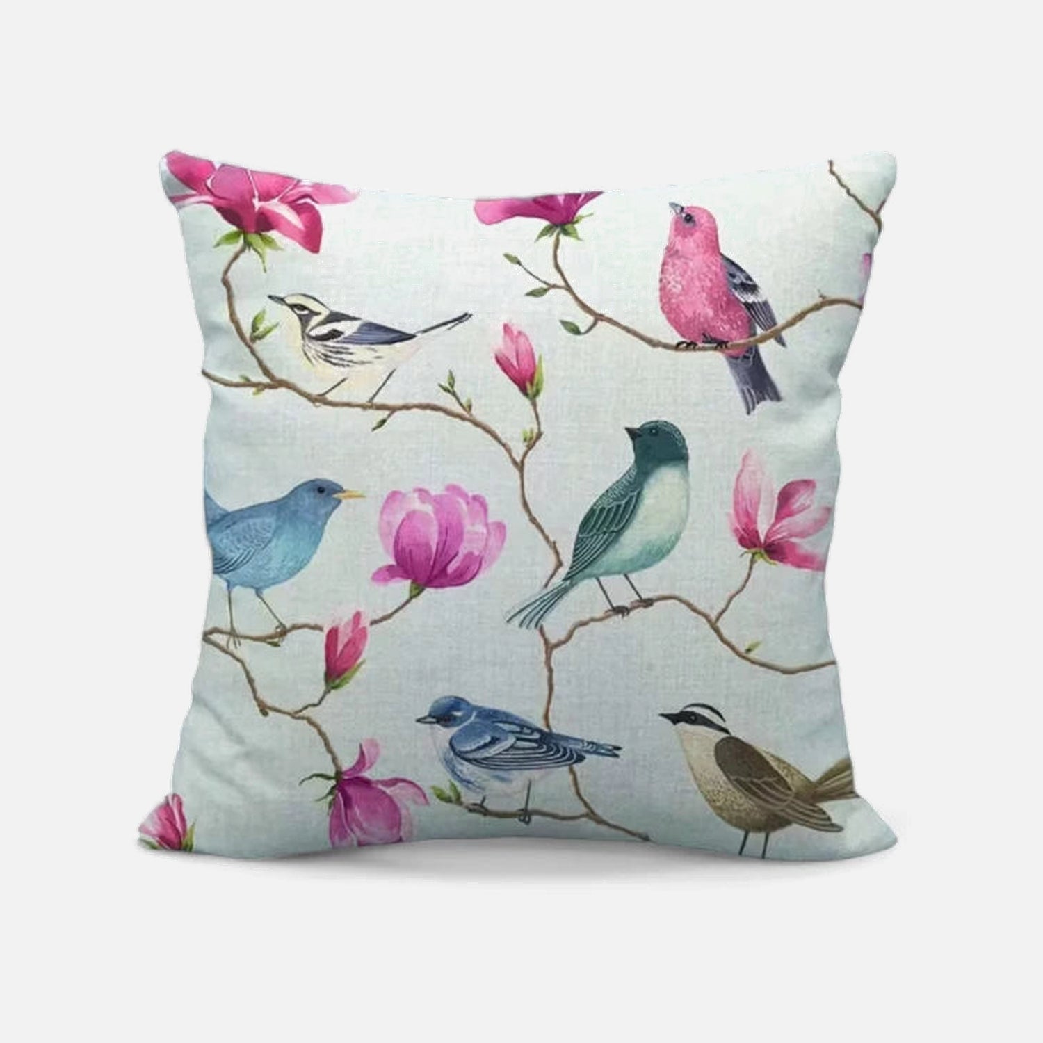 Cojín decorativo con aves cantoras | mueblesamerica.cl