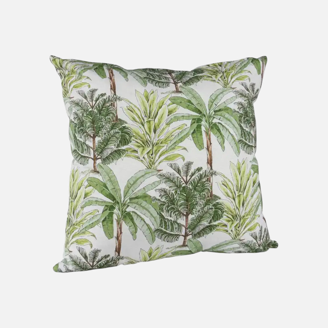 Cojín de lona con diseño de palmeras verdes | mueblesamerica.cl