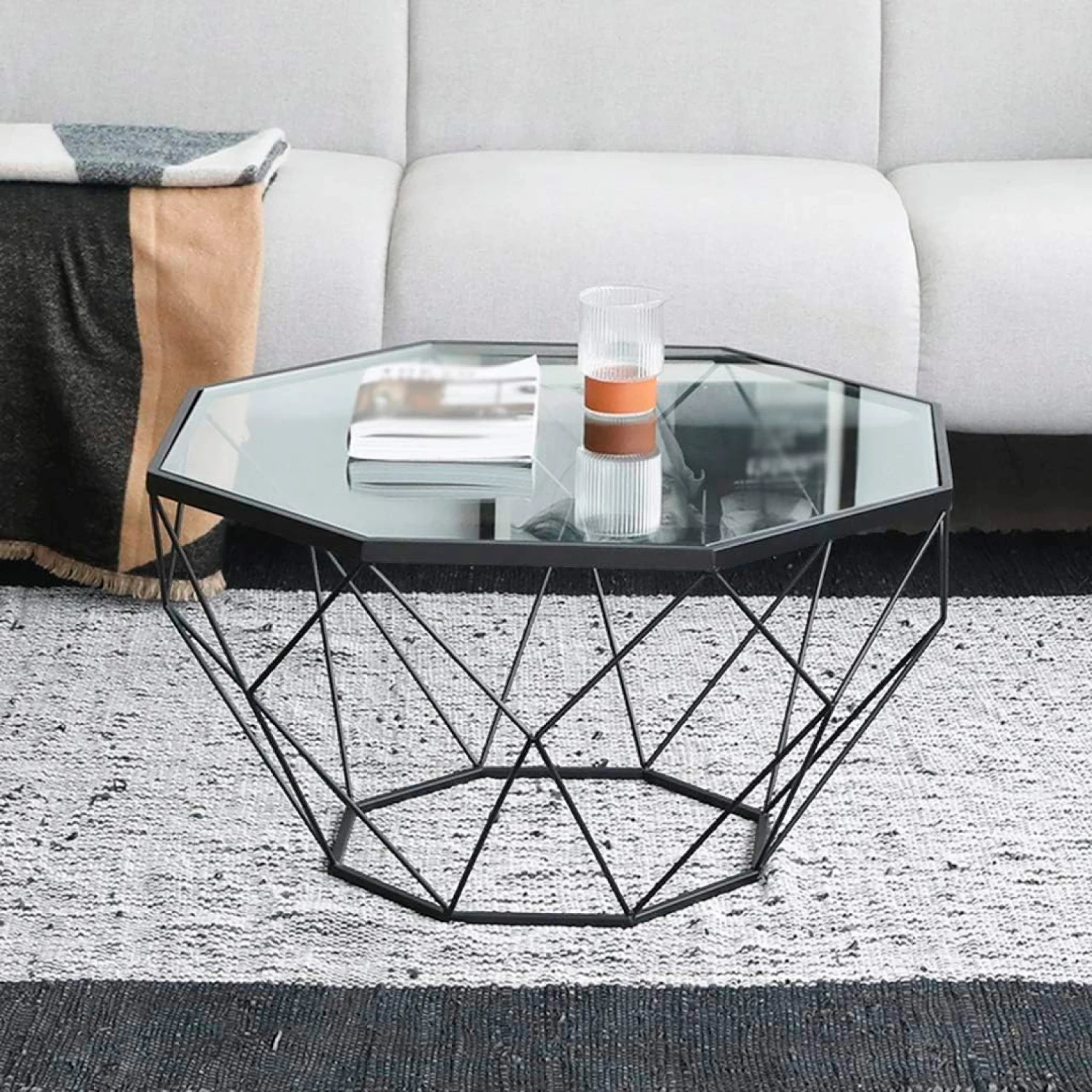 Mesa de Centro Enrejada 80 cm - Vidrio