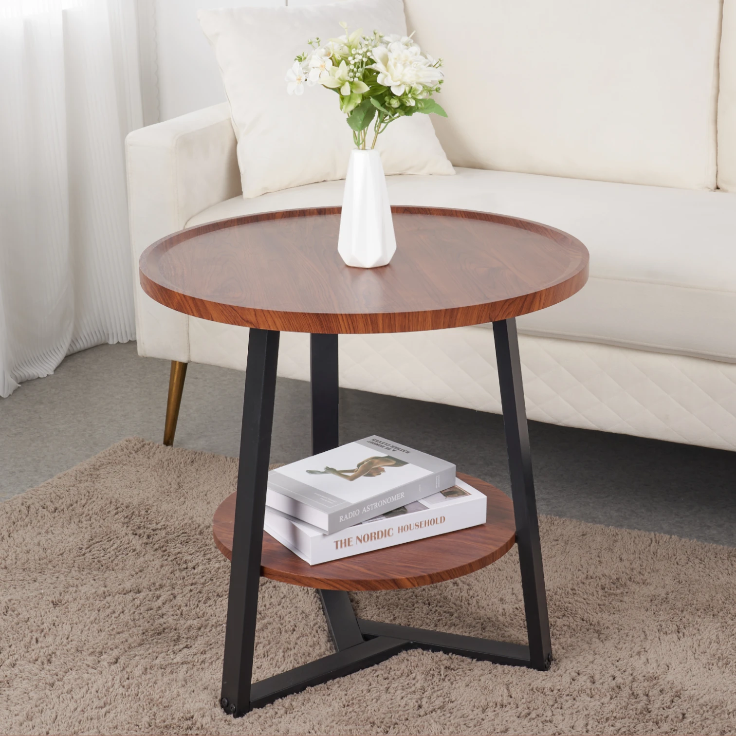 Mesa de Centro Trabajo y Café - Madera Oscura