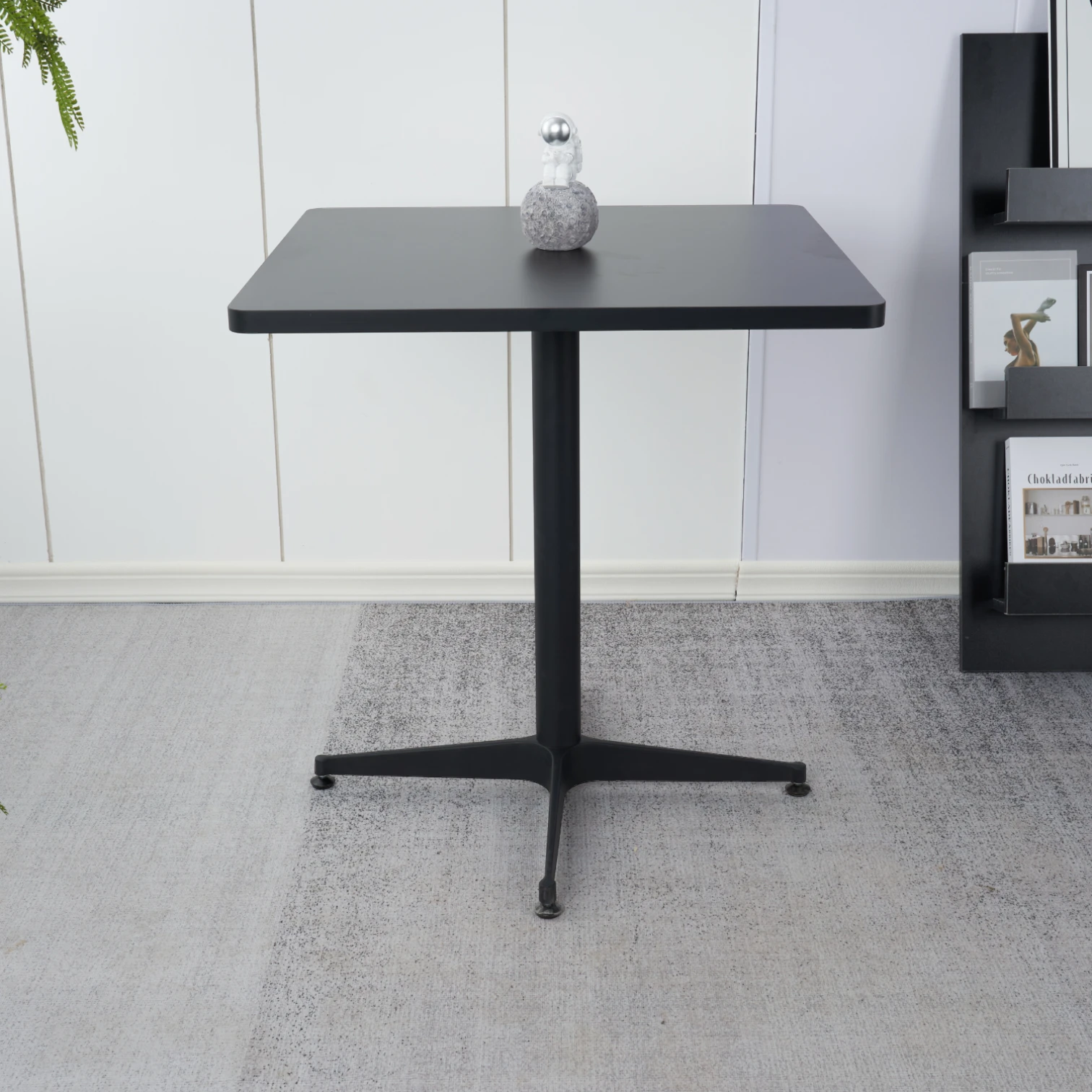 Mesa de restaurant 70 x 70 cm de metal cruz y MDF - Negra