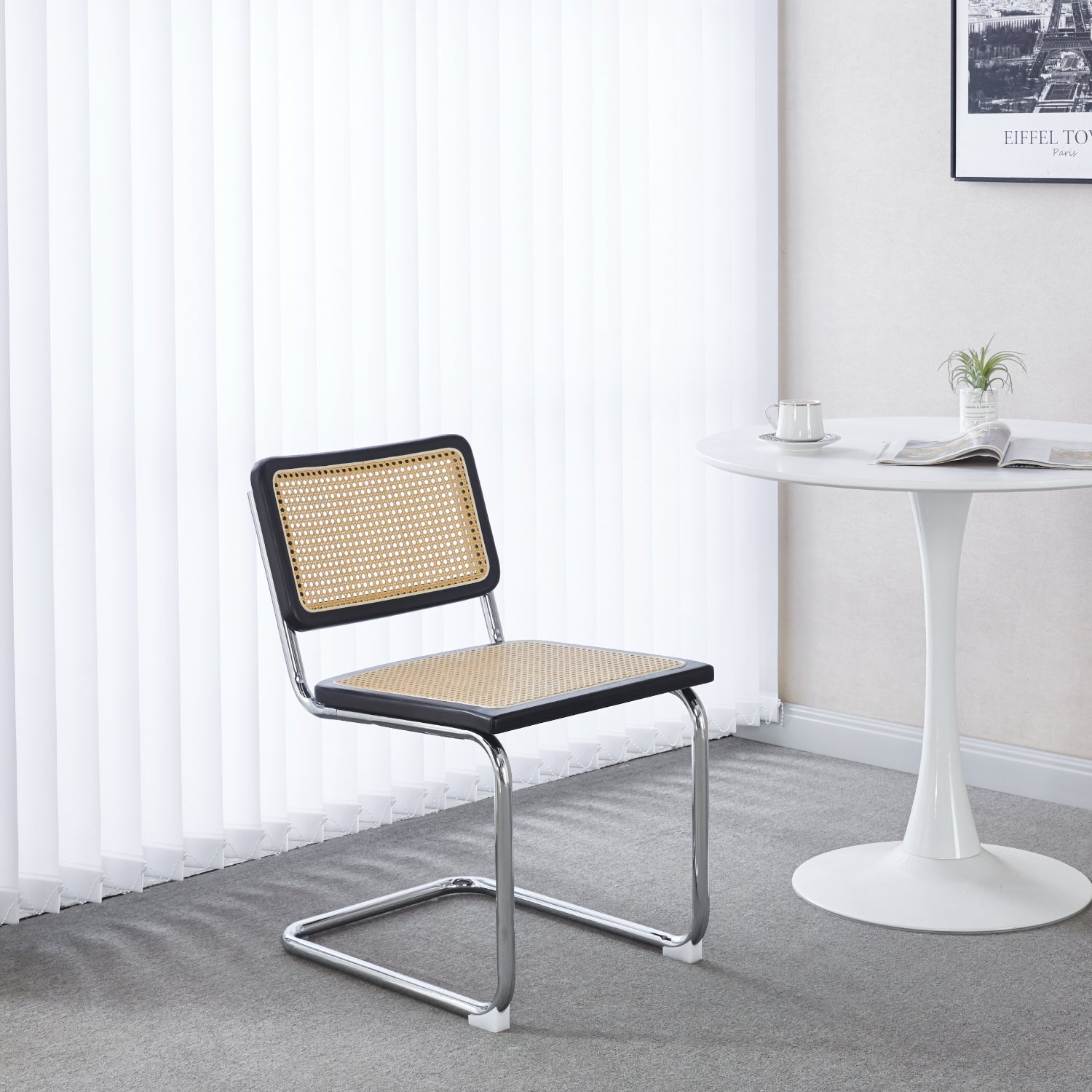 Silla Breuer Madera y Rattan - Negra