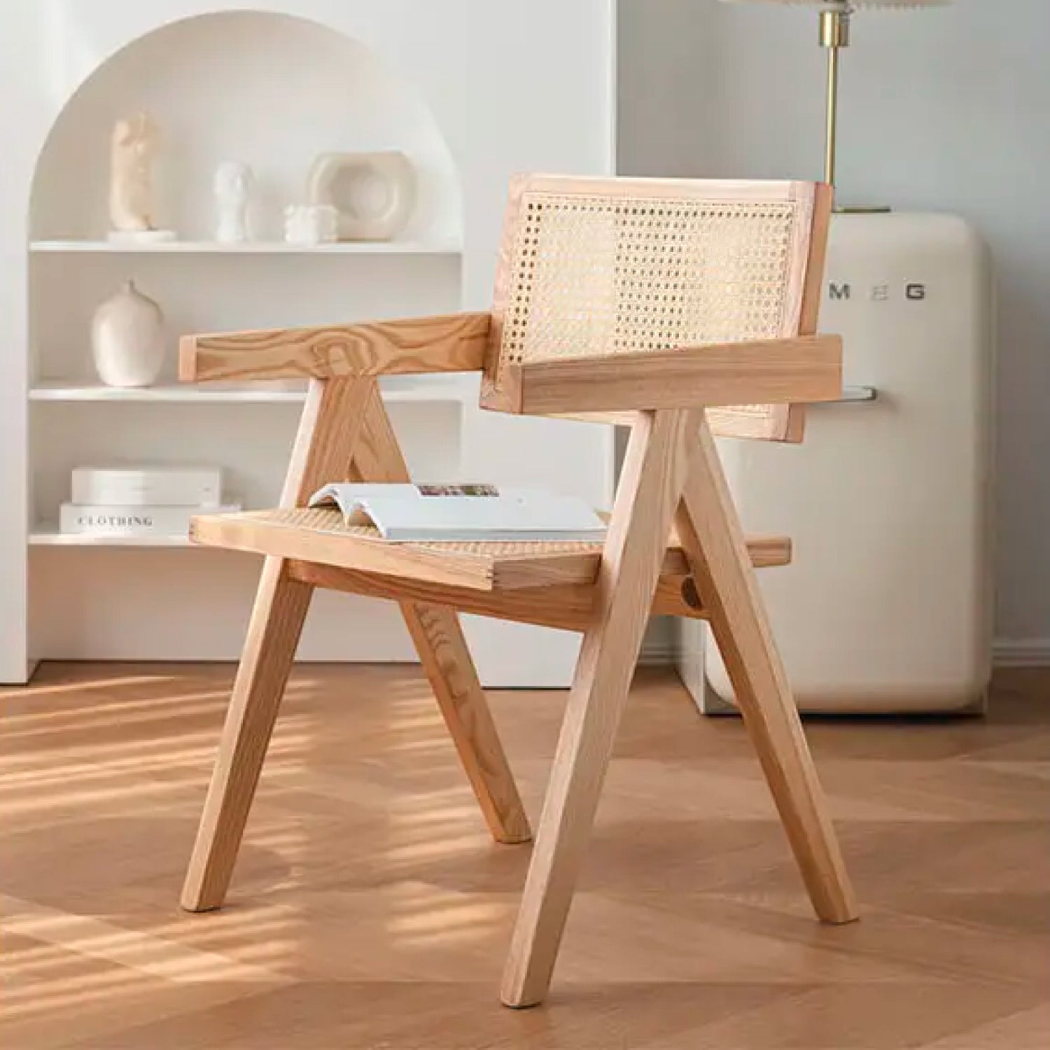 Silla Chandigarh Madera y Rattan - Natural
