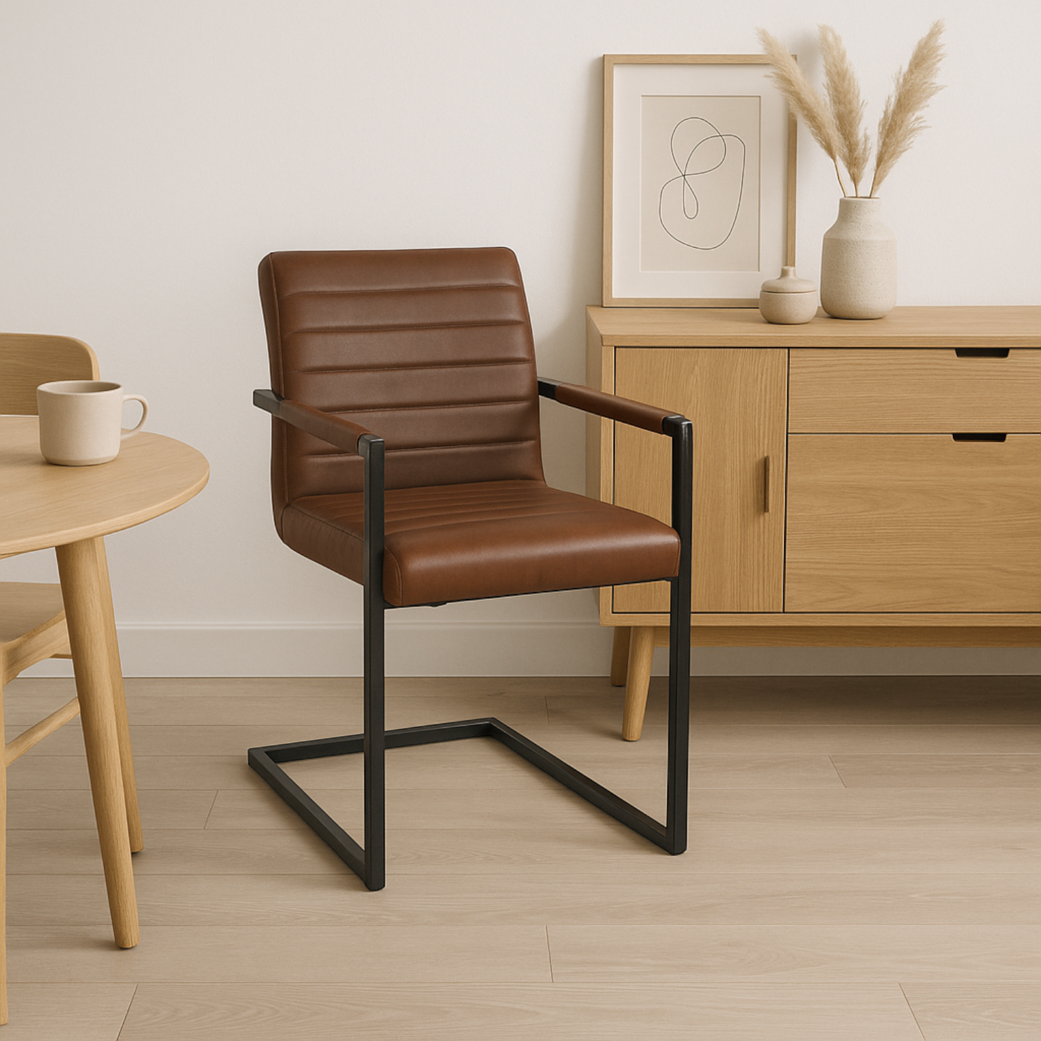 Silla Industrial - Base metálica café con diseño moderno | mueblesamerica.cl