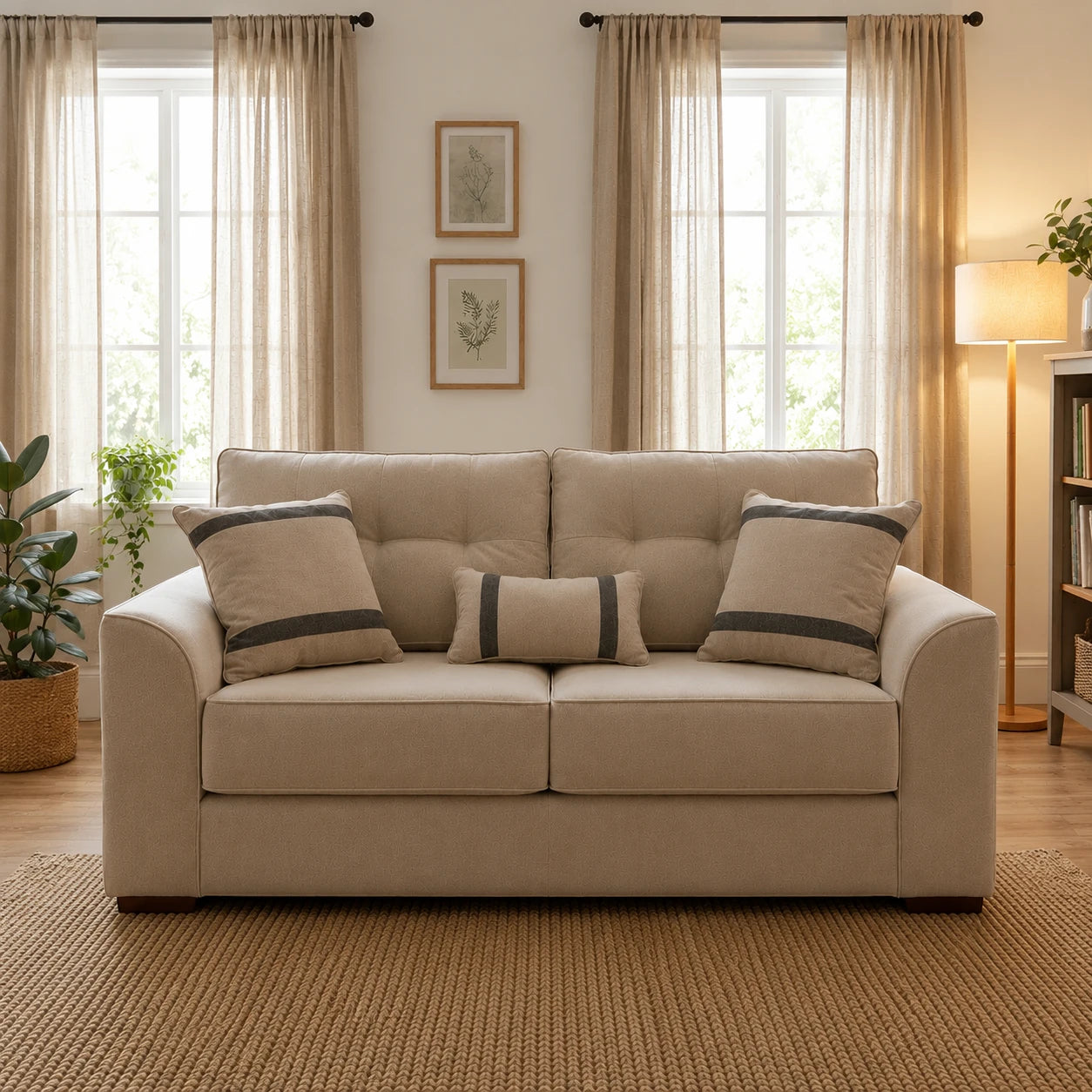 Sofá Monik 3 Cuerpos - Tela Lino Finesse Beige