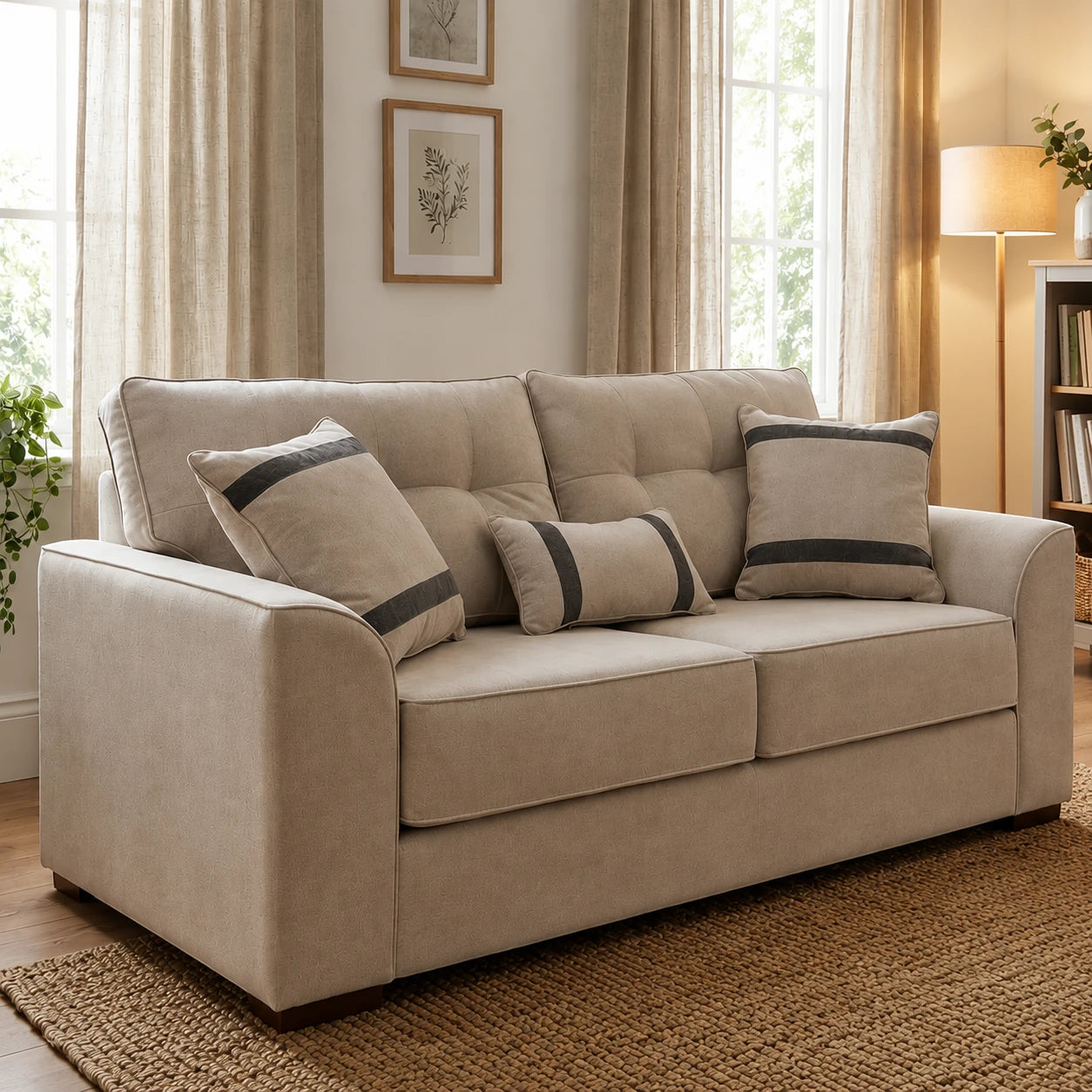 Sofá Monik 3 Cuerpos - Tela Lino Finesse Beige
