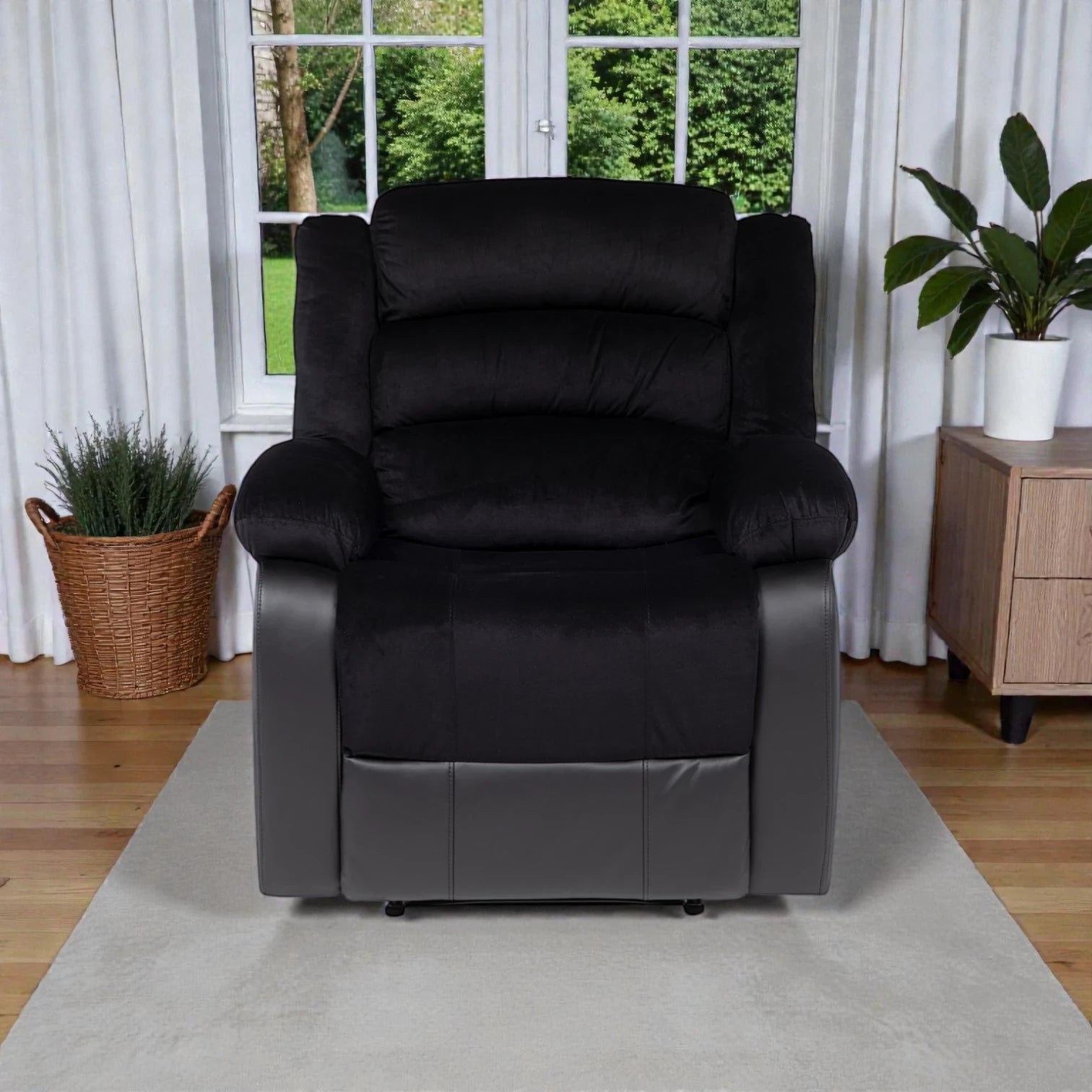 Sofá Bergere Marcus con Reclinación Manual -  Negro