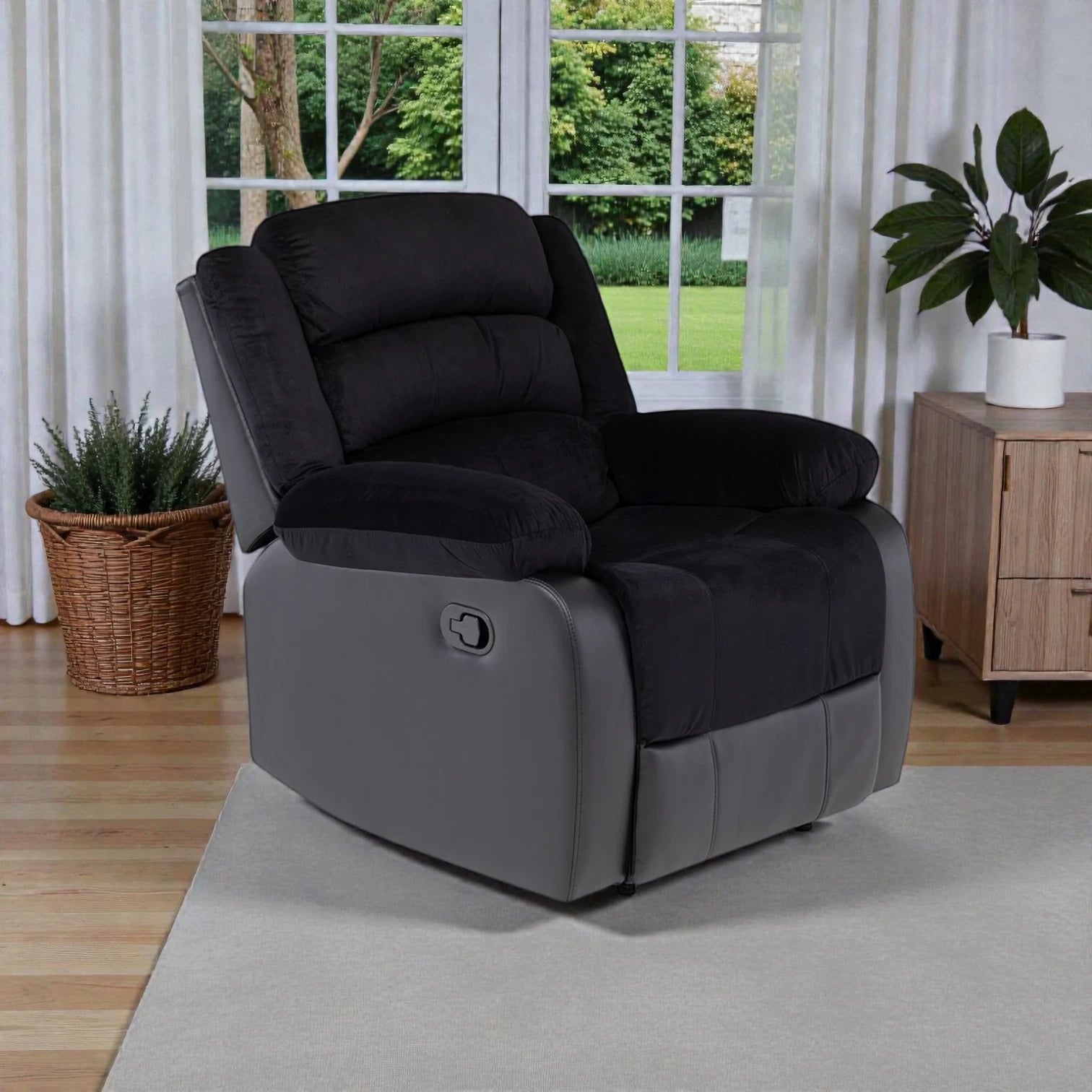 Sofá Bergere Marcus con Reclinación Manual -  Negro