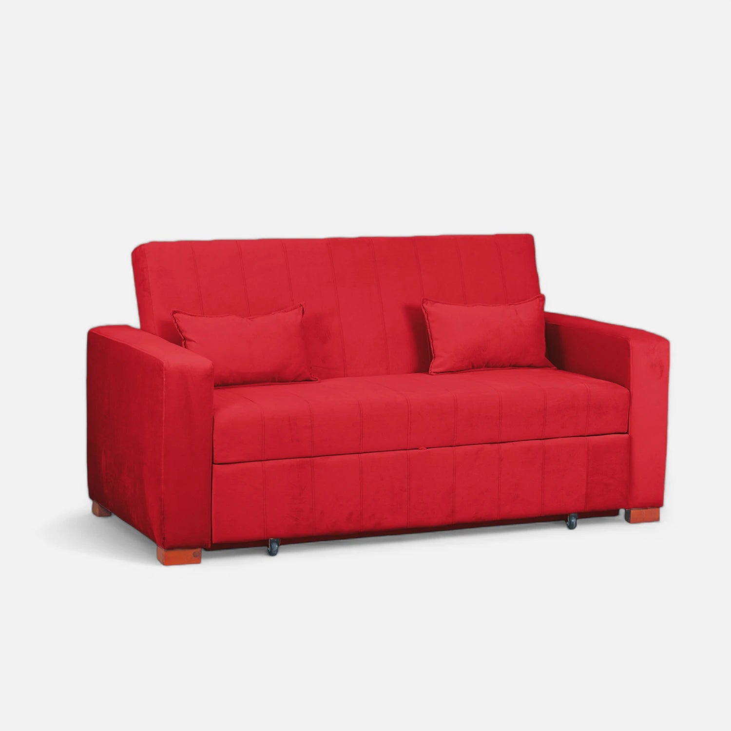 Sofá Cama Olivia - Tela Felpa Rojo