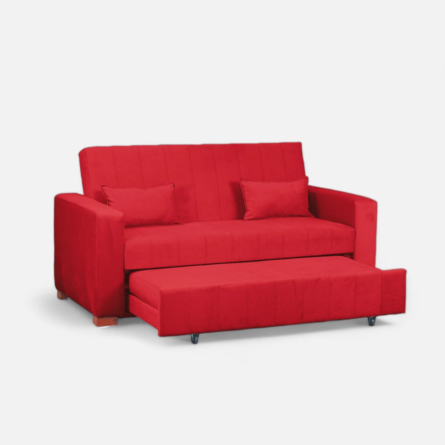 Sofá Cama Olivia - Tela Felpa Rojo