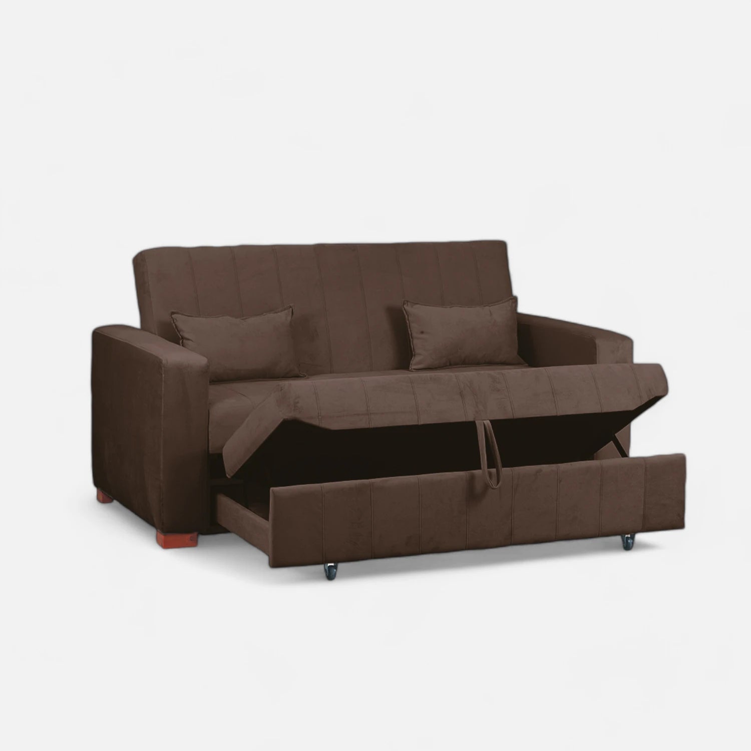 Sofá Cama Olivia - Tela Felpa Café