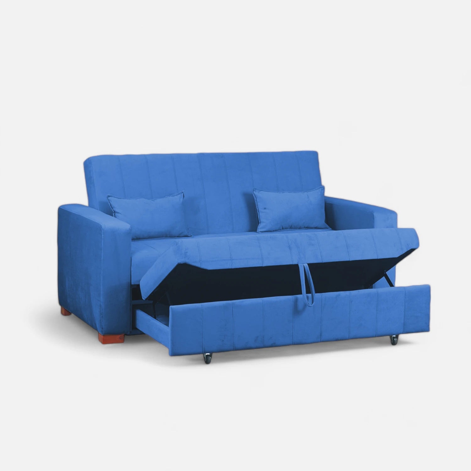 Sofá Cama Olivia - Tela Felpa Azul Petróleo