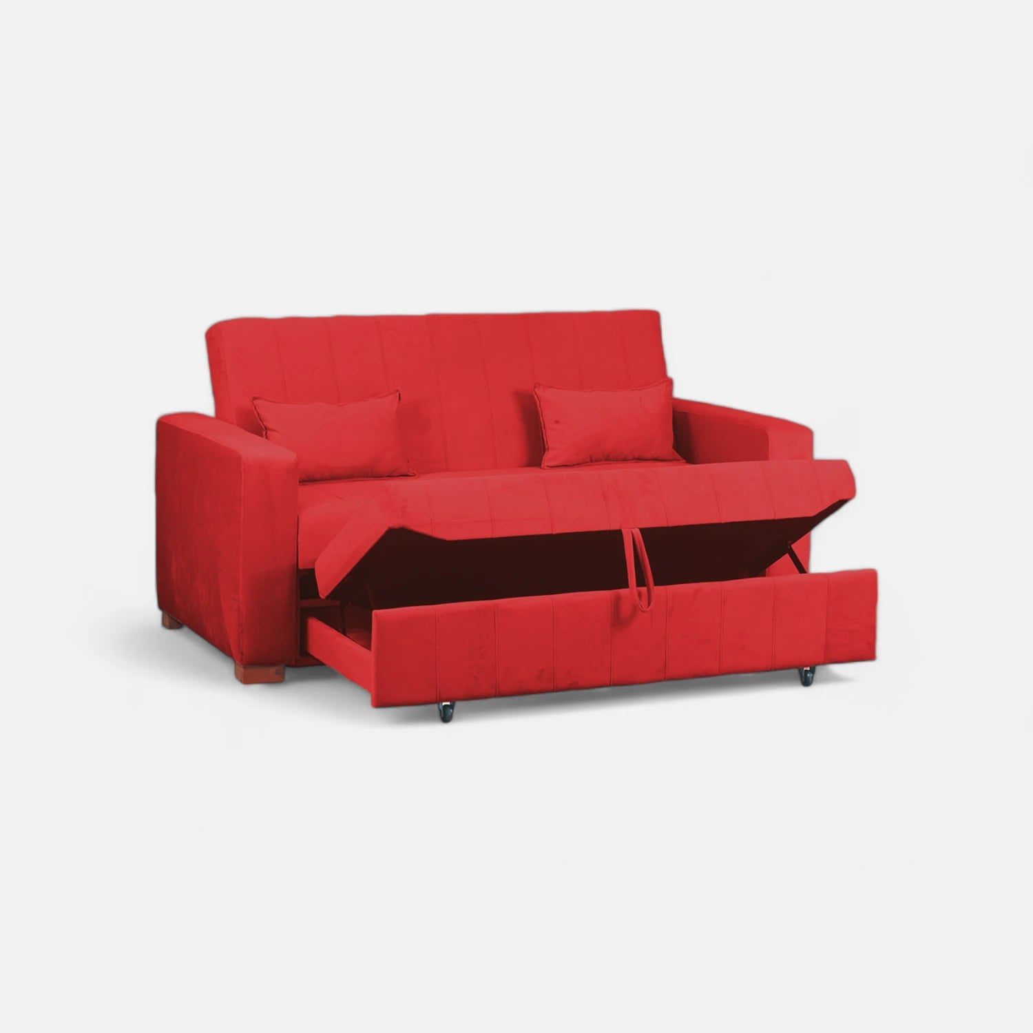 Sofá Cama Olivia - Tela Felpa Rojo