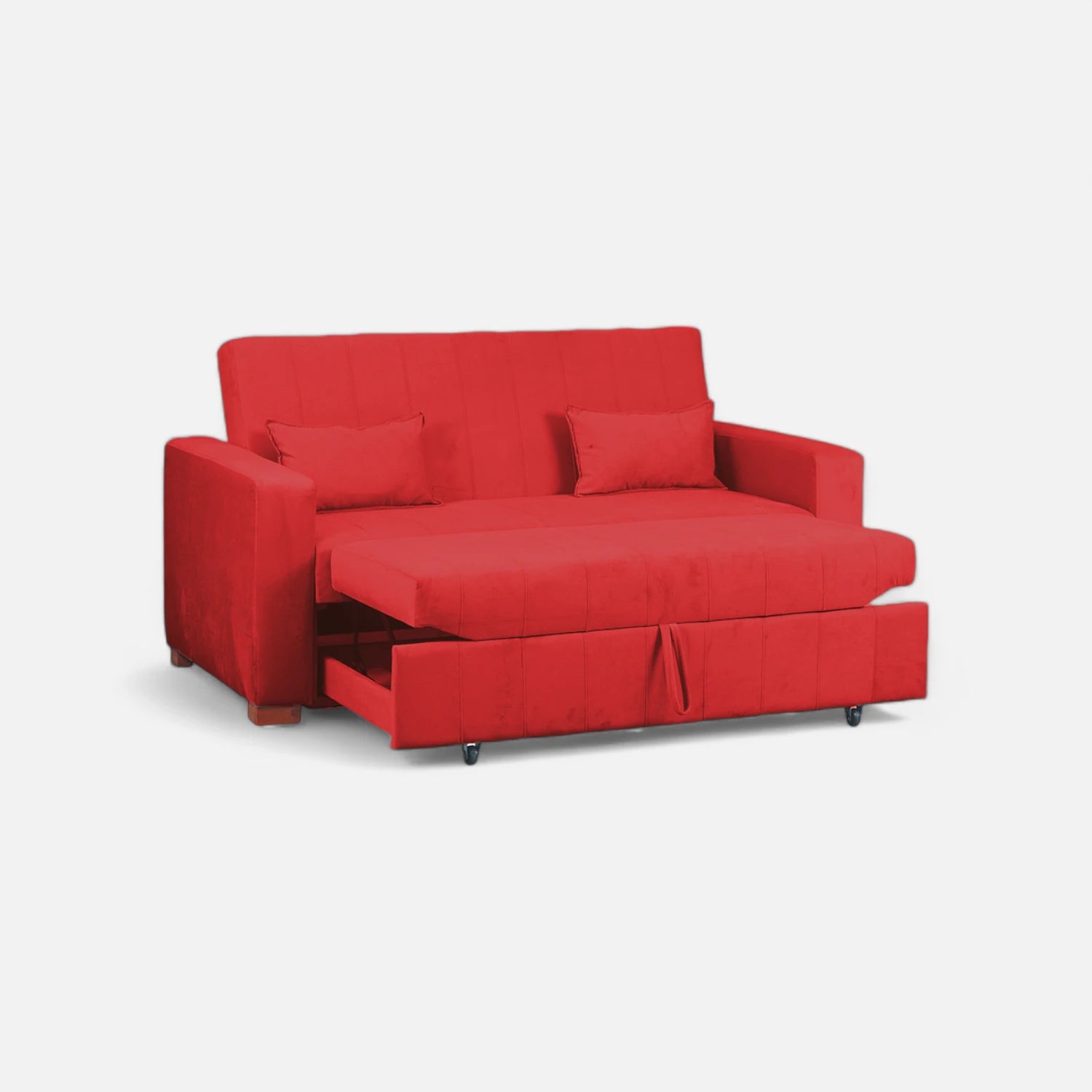 Sofá Cama Olivia - Tela Felpa Rojo