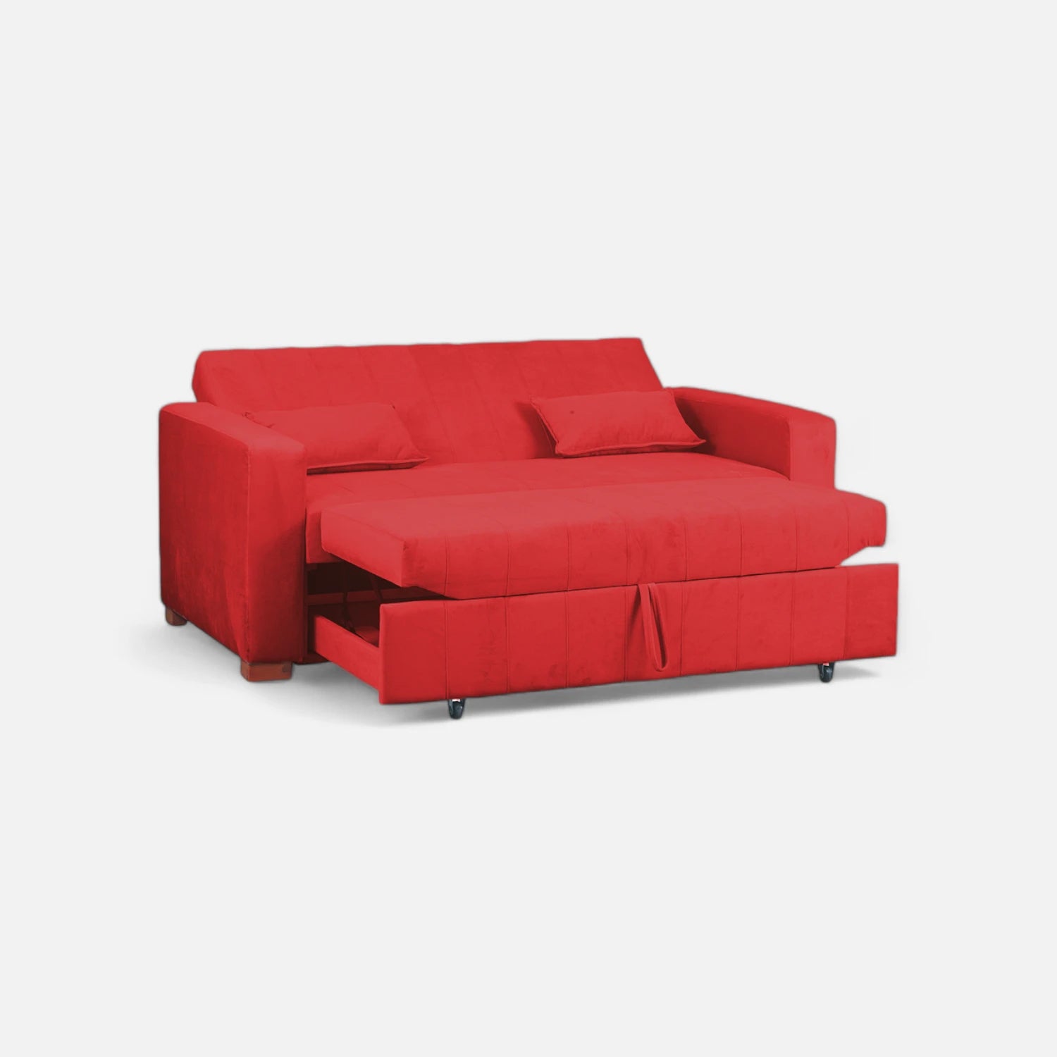 Sofá Cama Olivia - Tela Felpa Rojo