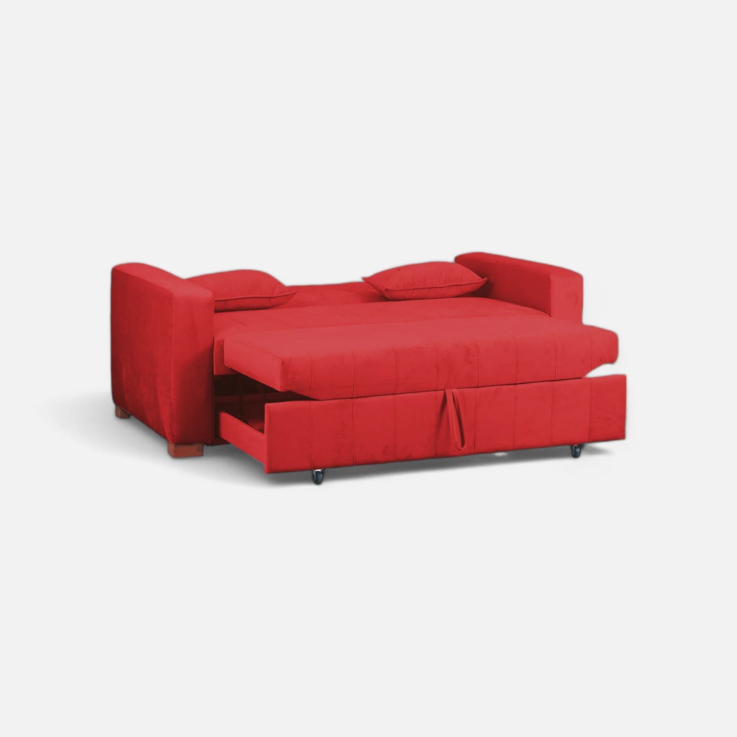 Sofá Cama Olivia - Tela Felpa Rojo