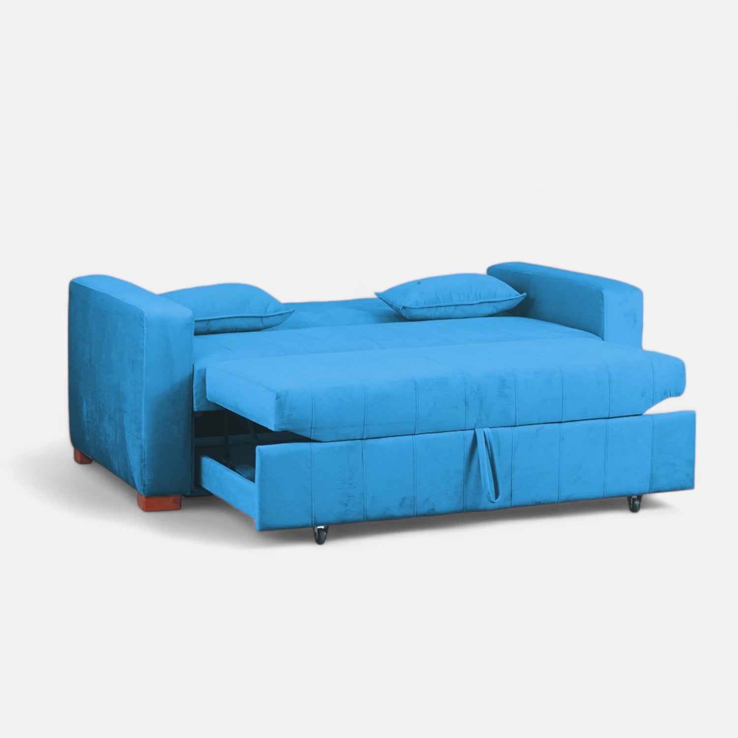 Sofá Cama Olivia - Tela Felpa Turquesa