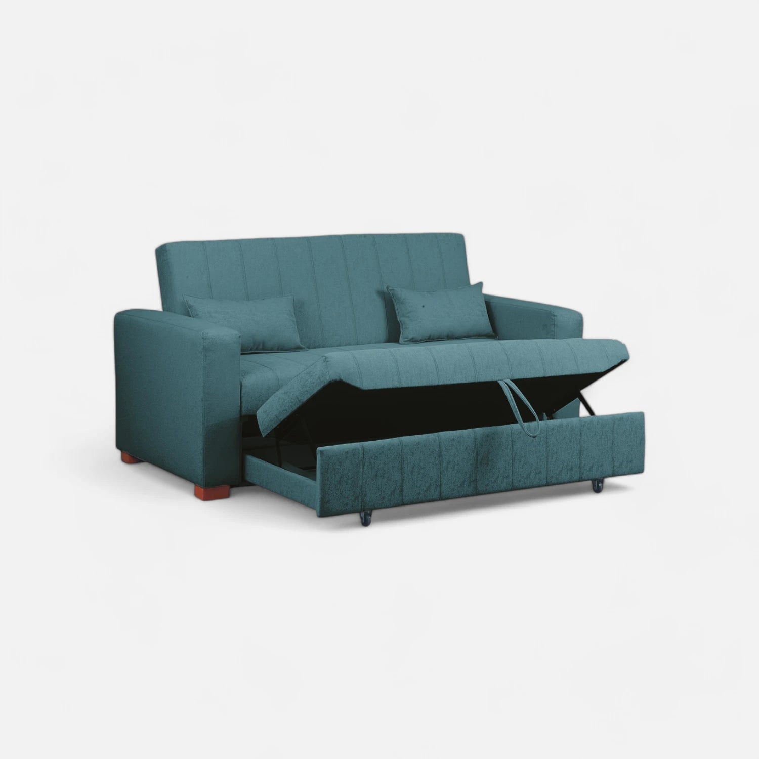 Sofá Cama Olivia - Tela Lino Sidelli Azul Petróleo