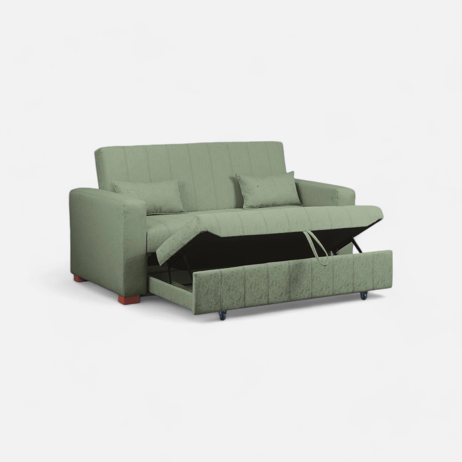 Sofá Cama Olivia - Tela Lino Sidelli Verde Agua