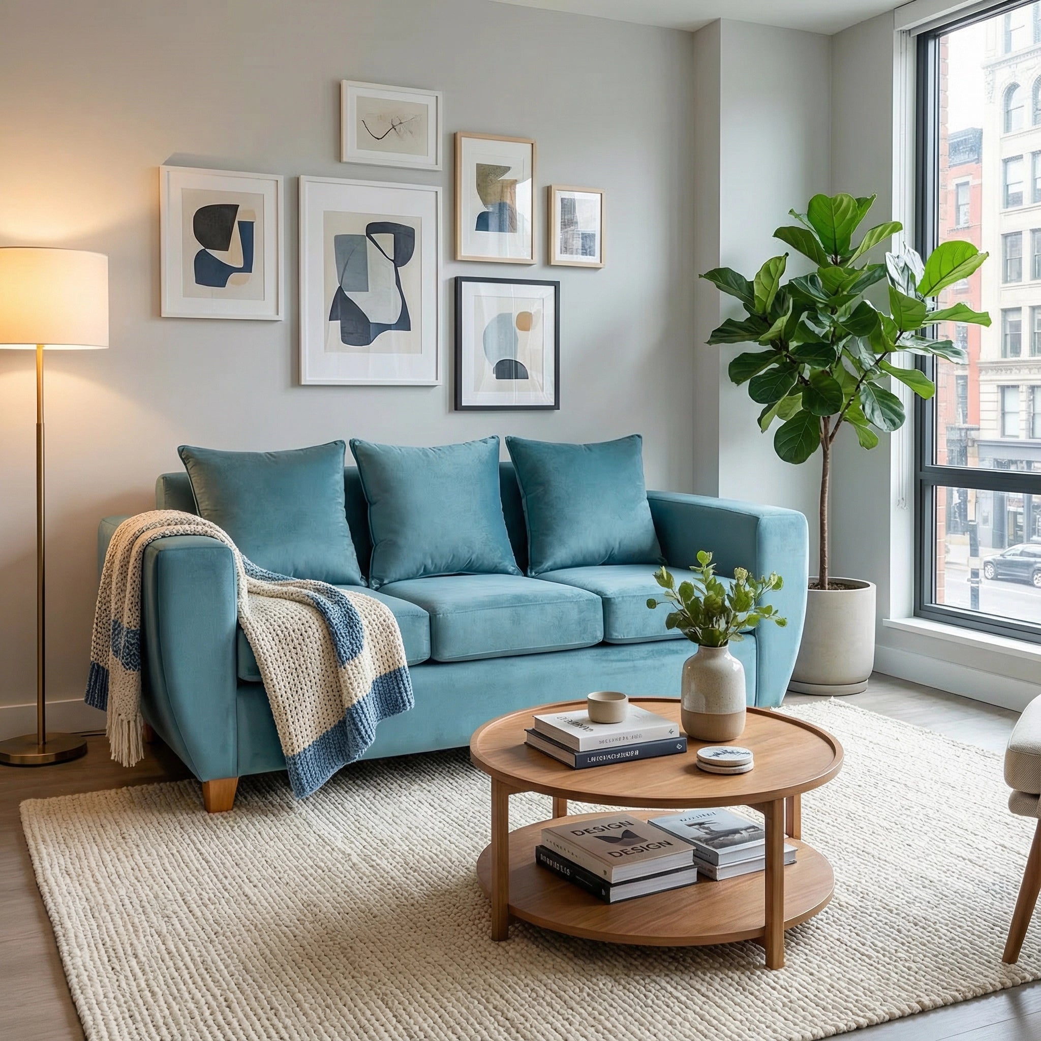 Sofá 3 cuerpos azul petróleo tapizado en tela felpa - estilo moderno y cómodo mueblesamerica.cl