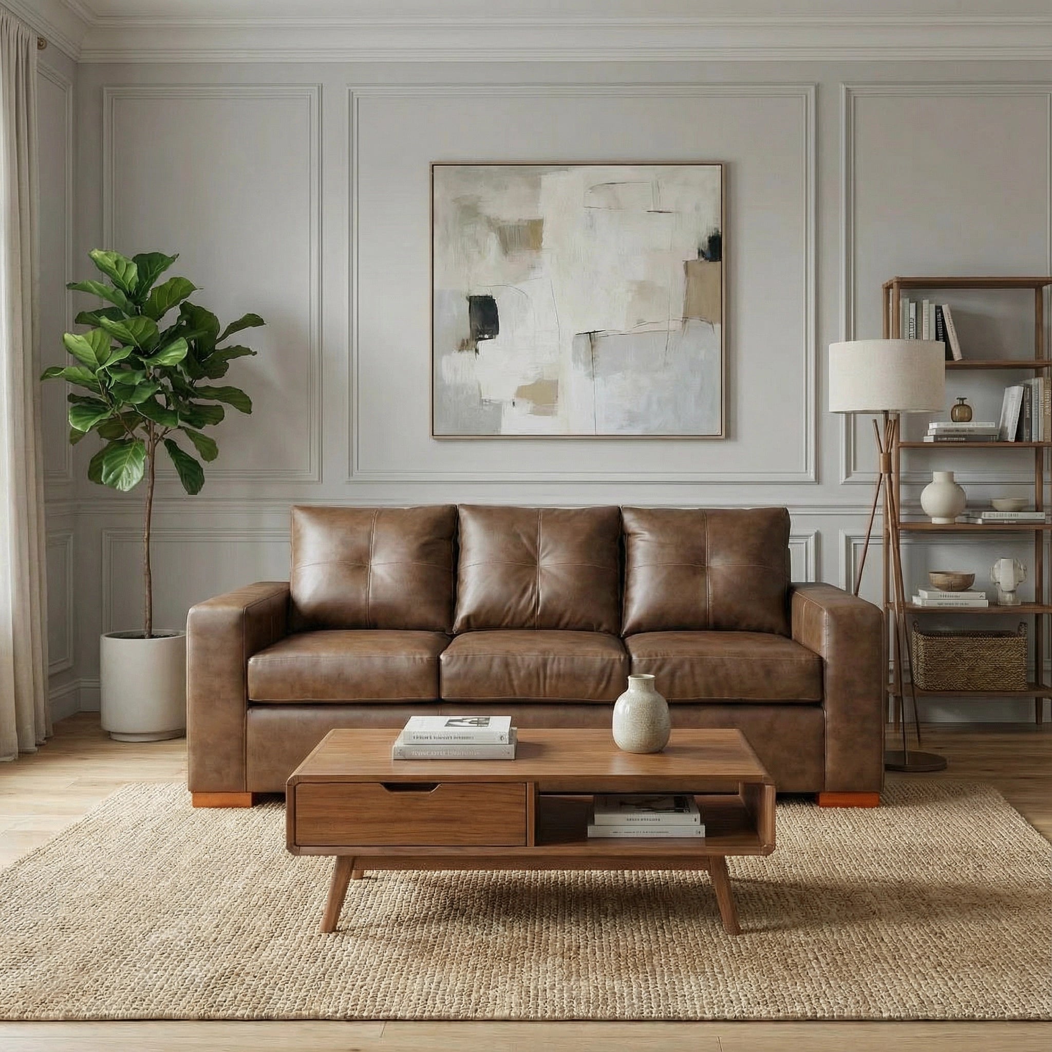 Sofá Franco 3 Cuerpos en Cuero Sintético Pu Caramelo - Estilo y confort en tu sala. mueblesamerica.cl