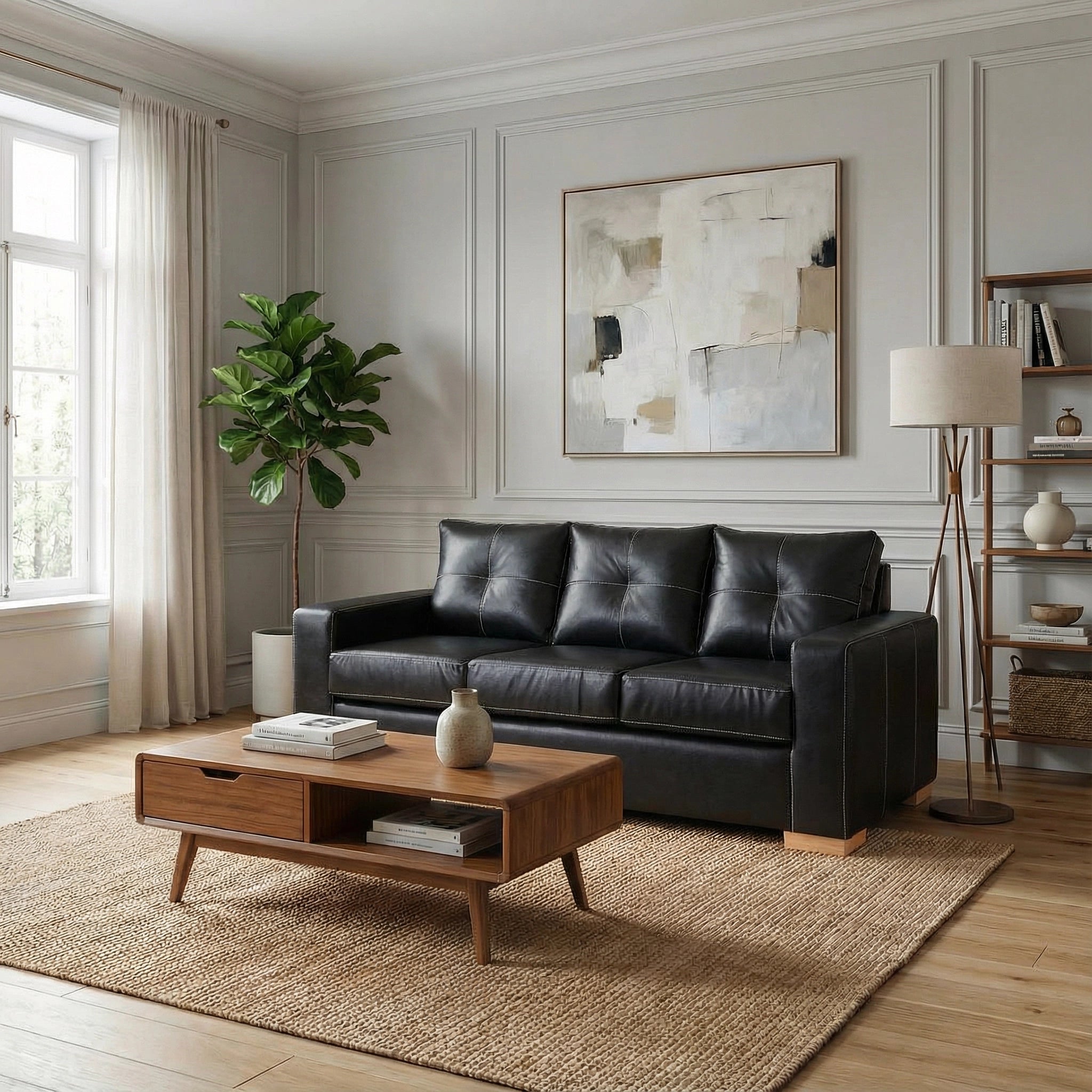 Sofá 3 Cuerpos Cuero Negro - Estilo moderno y confortable - Muebles América mueblesamerica.cl