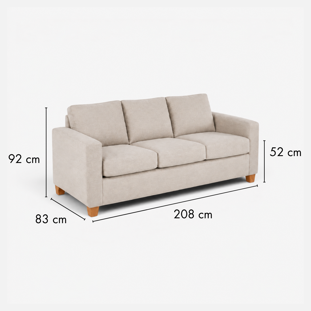 Sofá Magic 3 Cuerpos - Tela Lino Beige