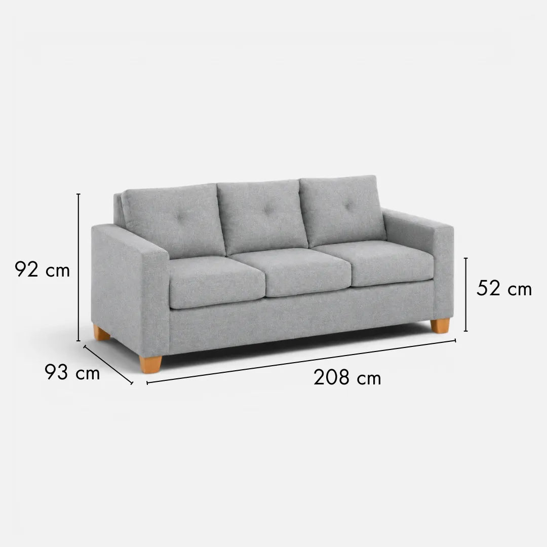 Sofá Magic 3 Cuerpos - Tela Lino Finesse Gris