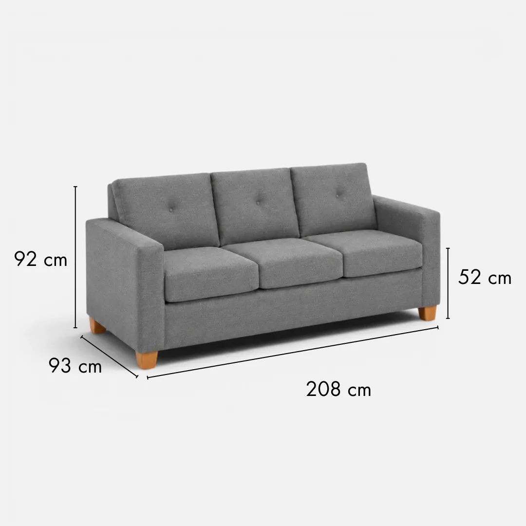 Sofá Magic 3 Cuerpos - Tela Lino Finesse Gris Neutro