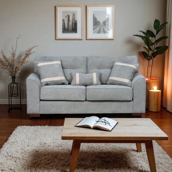 Sofá Monik 3 Cuerpos - Tela Lino Finesse Gris Claro