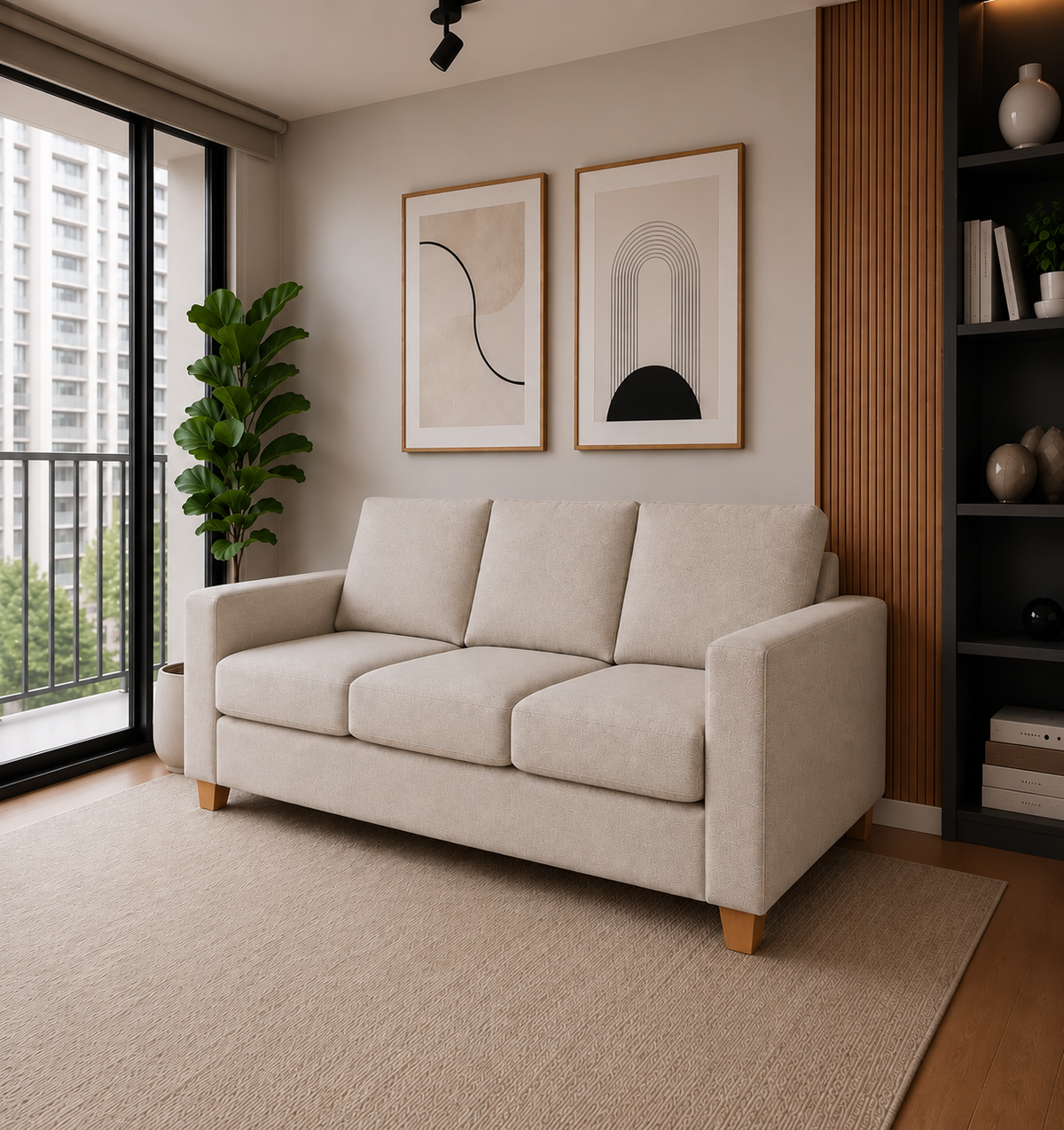 Sofá Magic 3 Cuerpos - Tela Lino Finesse Beige