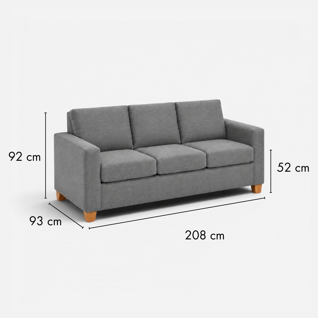 Sofá Magic 3 Cuerpos - Tela Lino Finesse Gris Neutro
