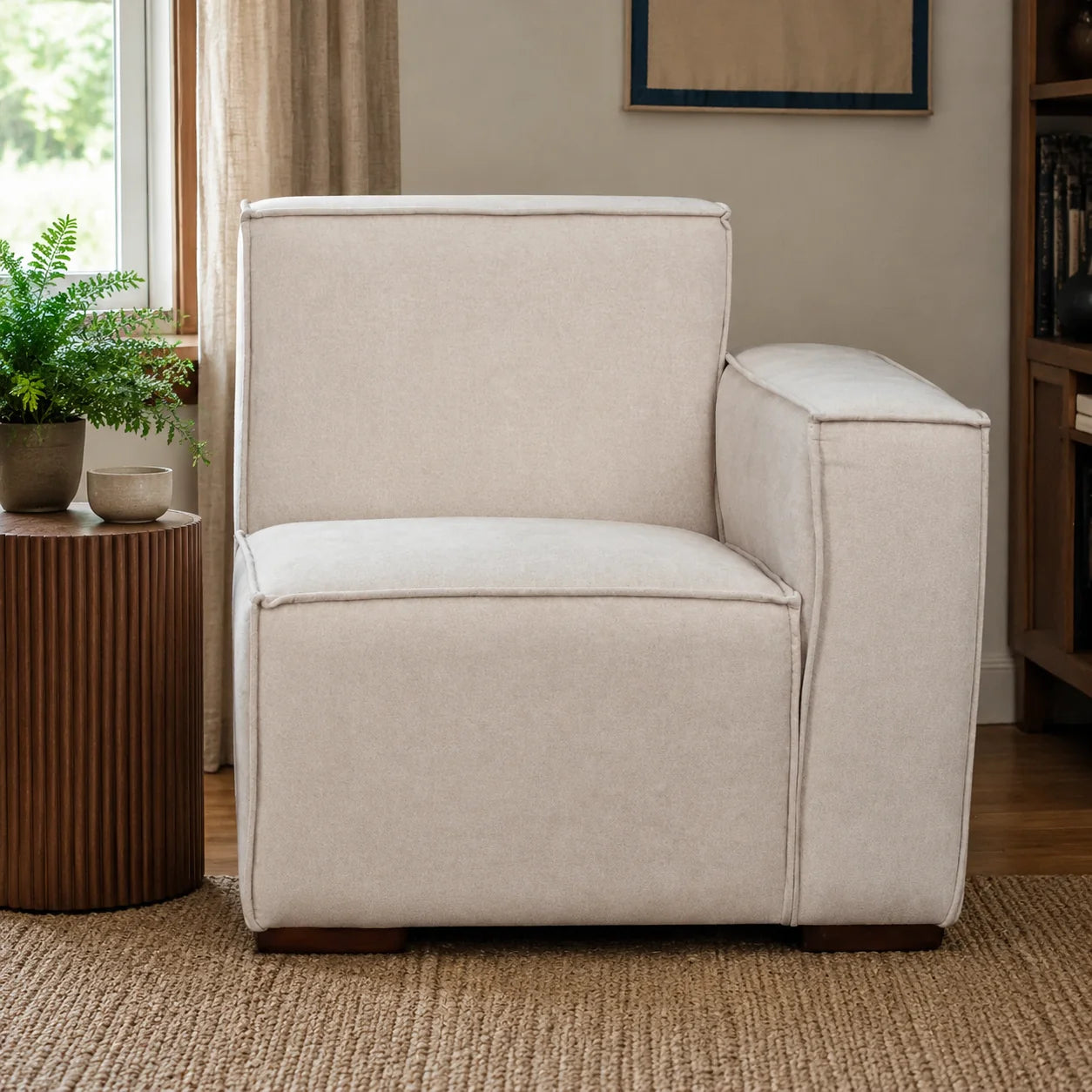 Butaca  con brazo derecho - Tela Lino Finesse Beige