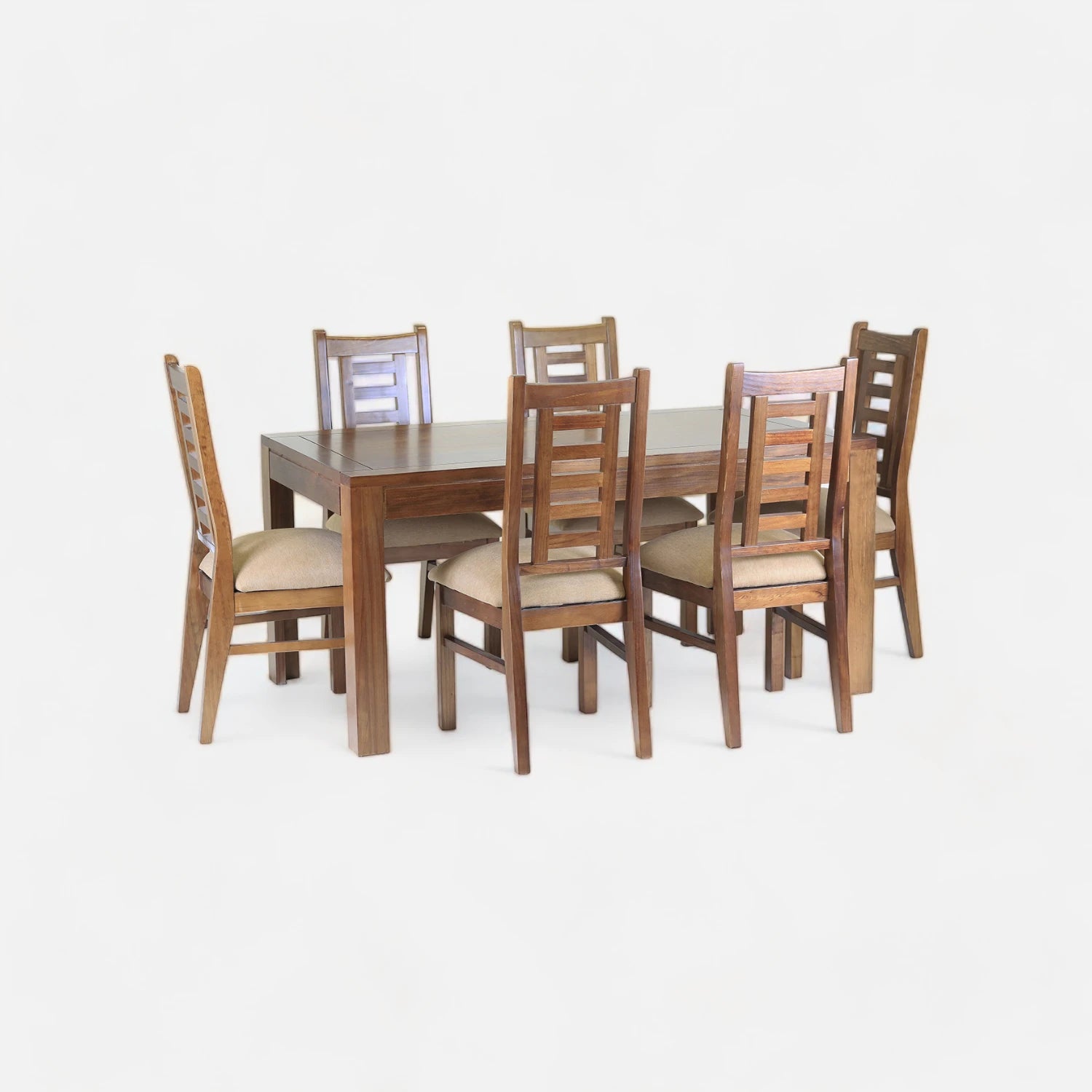 Comedor Rayenco Nogal - 6 Sillas Tapiz Canela
