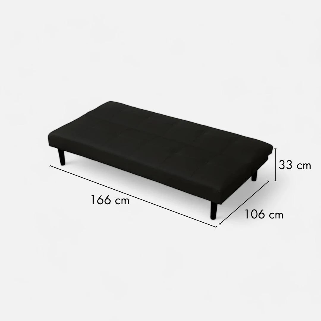 Futón Sofía 2 Cuerpos - Cuero Sintetico Pu - Negro