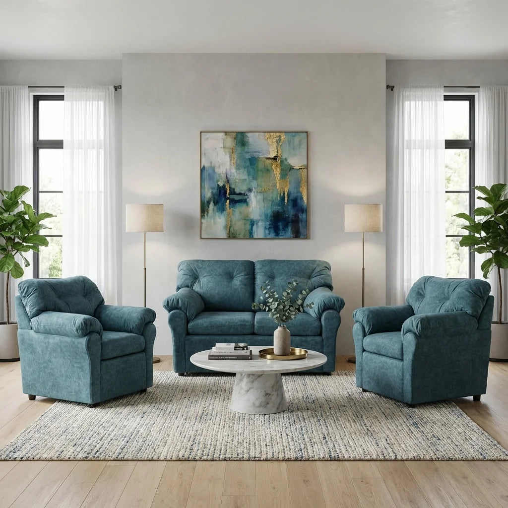 Living América 211 - Cuero Sintético Auris Azul Petróleo