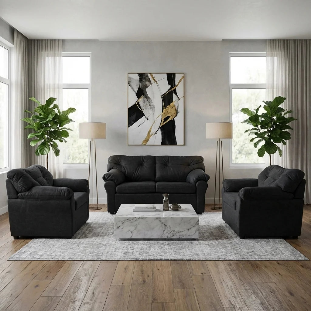 Living América 211 - Cuero Sintético Auris  Negro