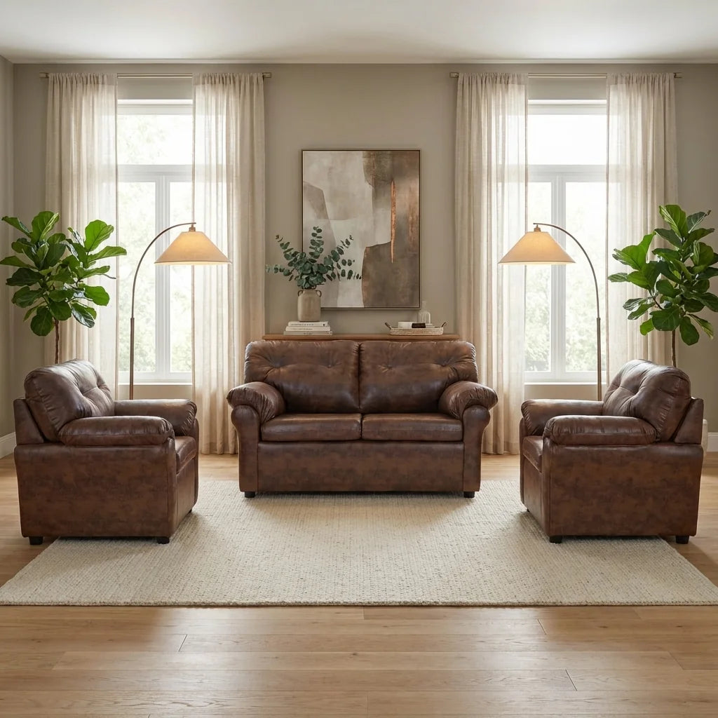 Living América 211 - Cuero Sintético Pu Caramelo