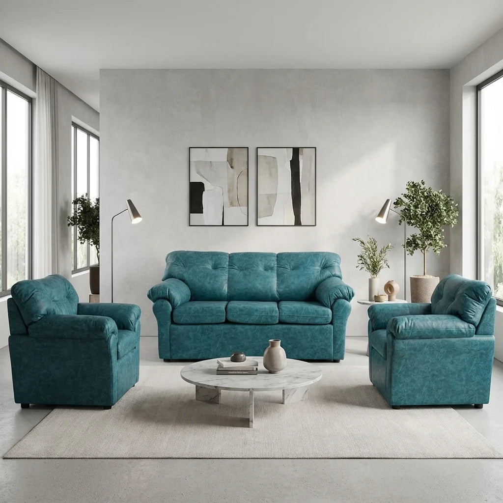 Living América 311 - Cuero Sintético Auris Azul Petróleo