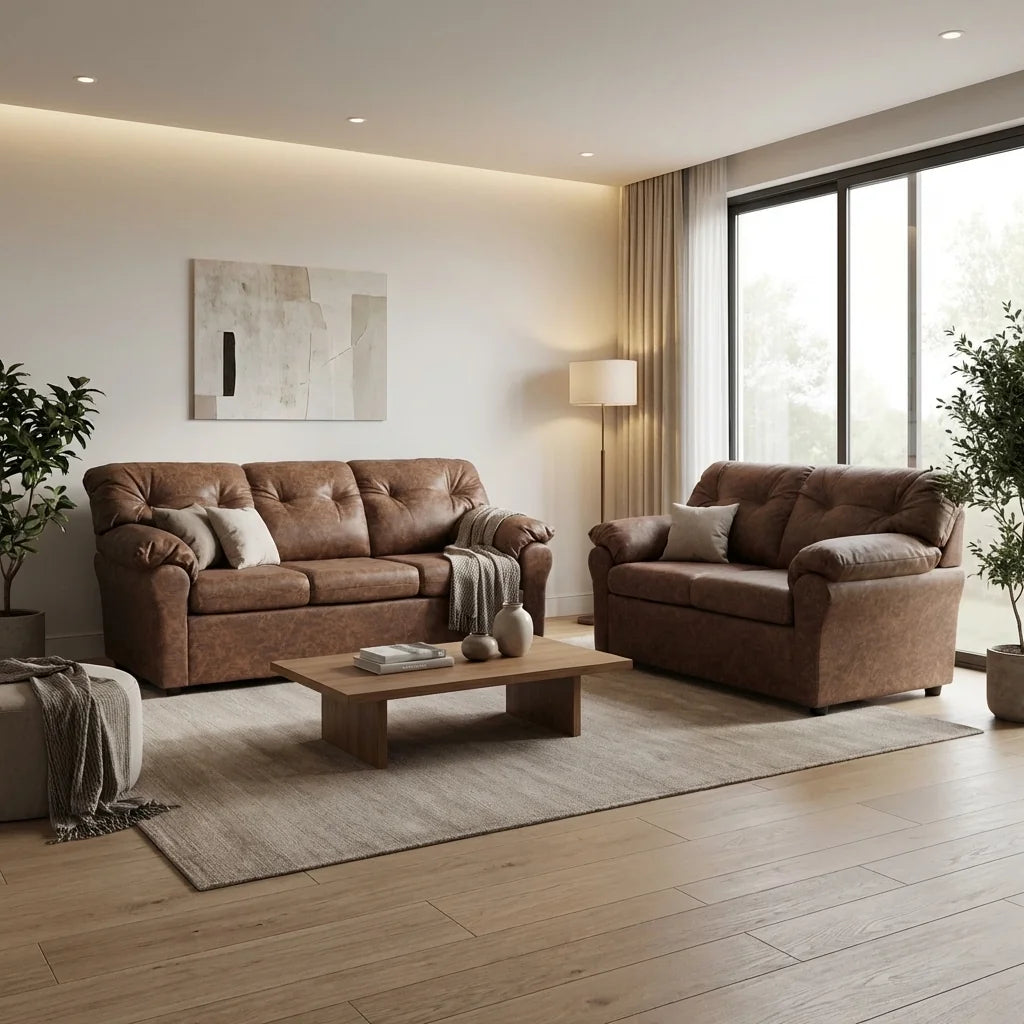 Living América 32 - Cuero Sintético Auris Café