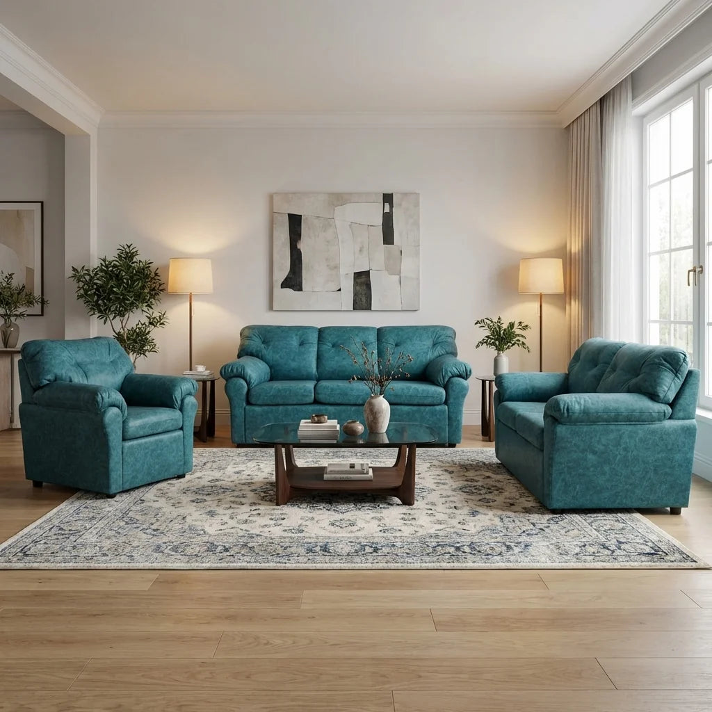 Living América 321 - Cuero Sintético Auris Azul Petróleo