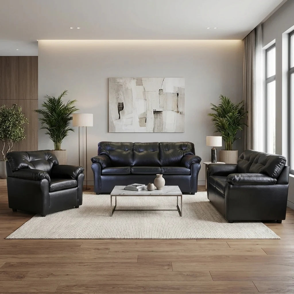 Living América 321 - Cuero Sintético Pu Negro
