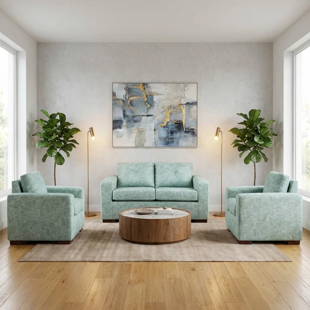 Living Franco 211 - Cuero Sintético Auris Verde Agua